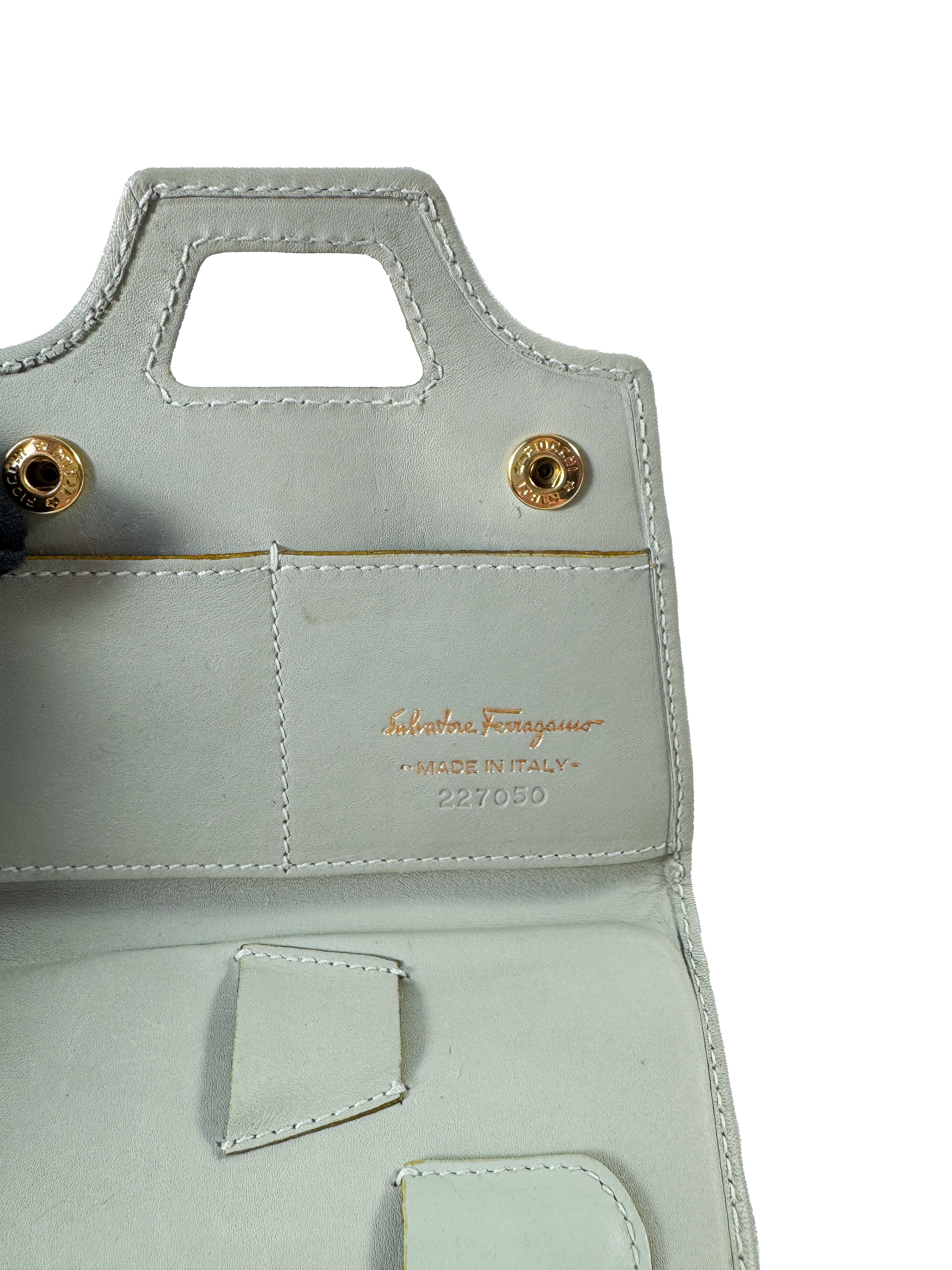Salvatore Ferragamo light green leather accessory