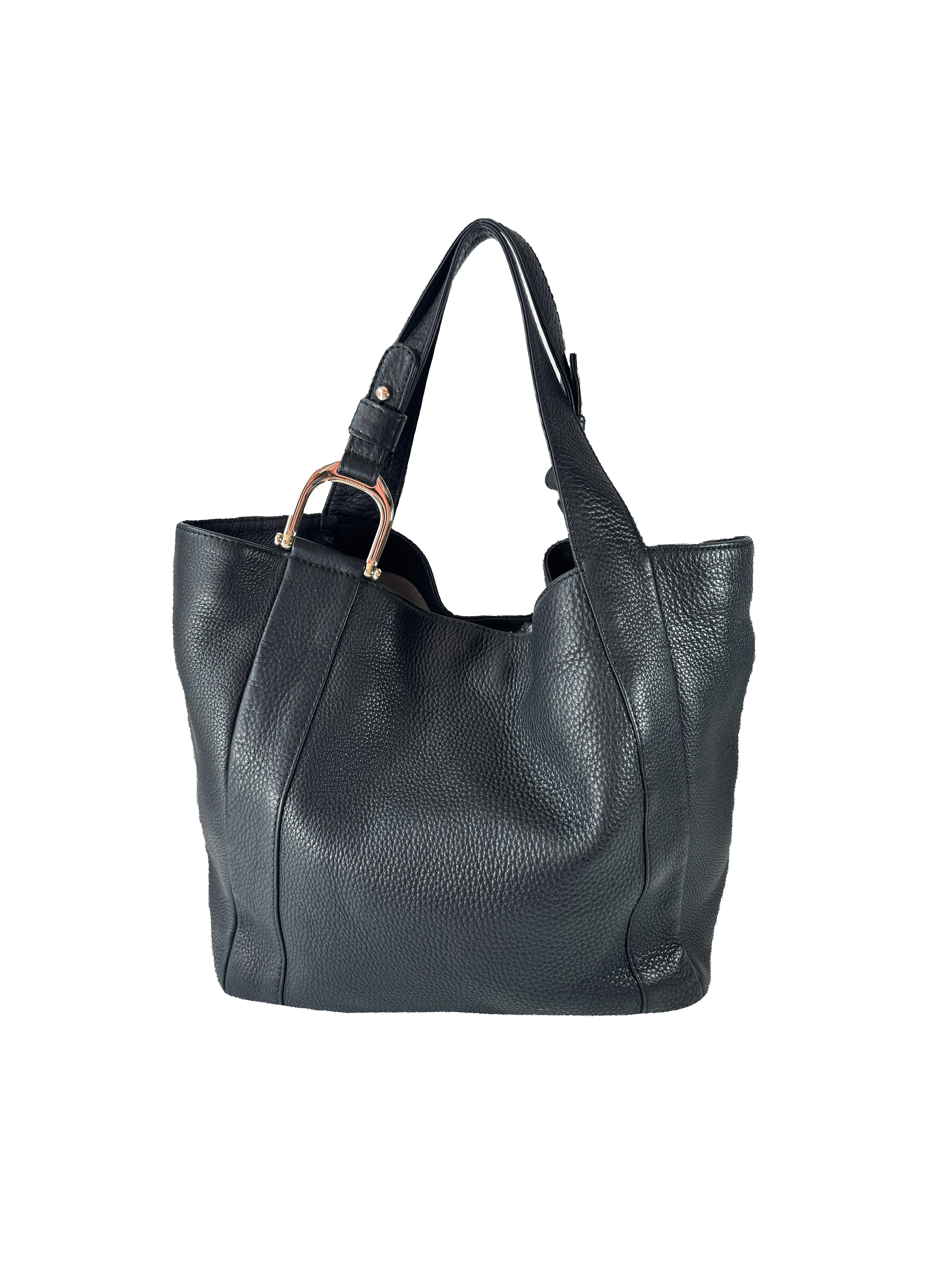 Gucci black leather horsebit Greenwich bag 257051502752