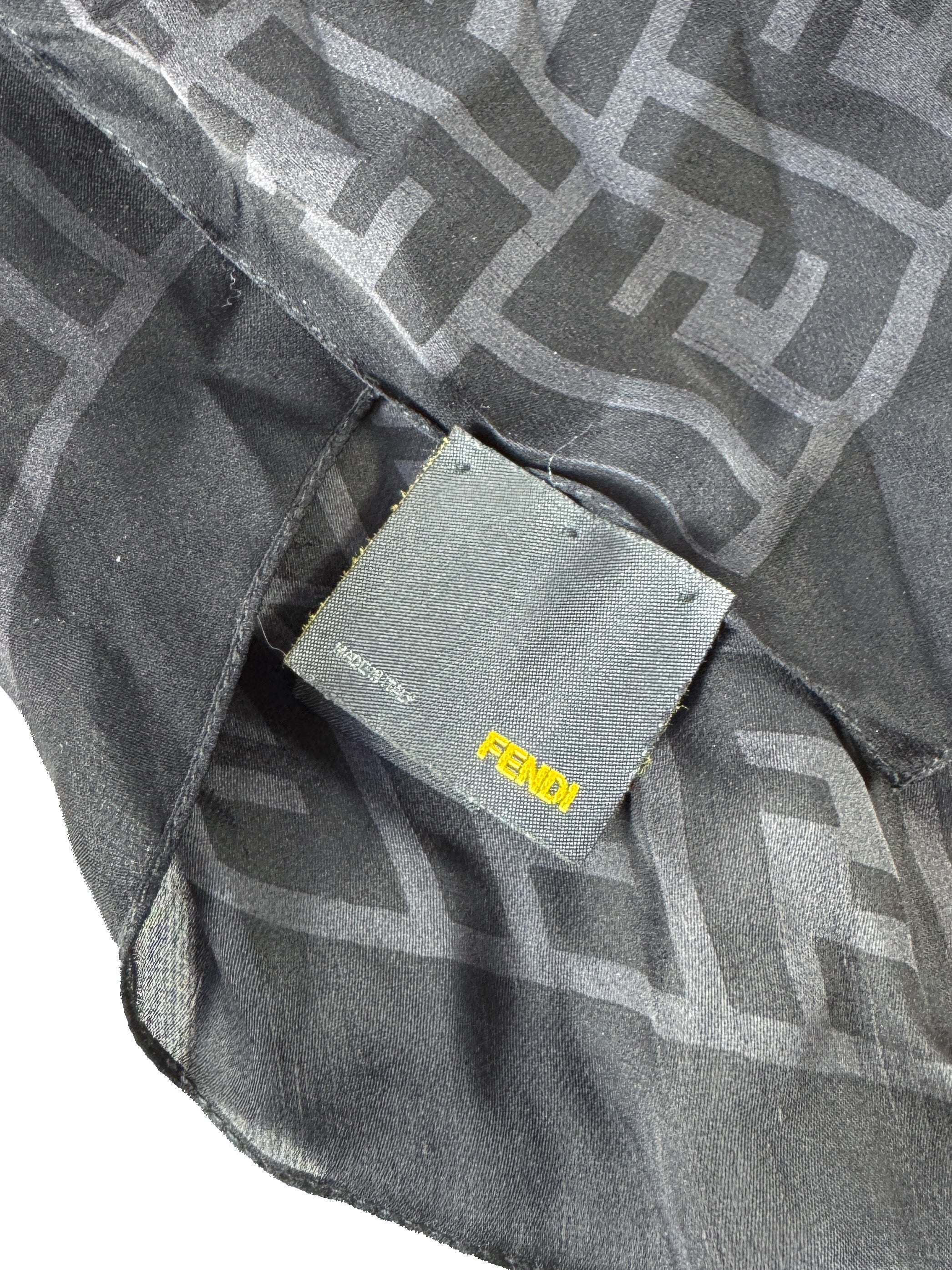 Fendi black silk Zucca print scarf
