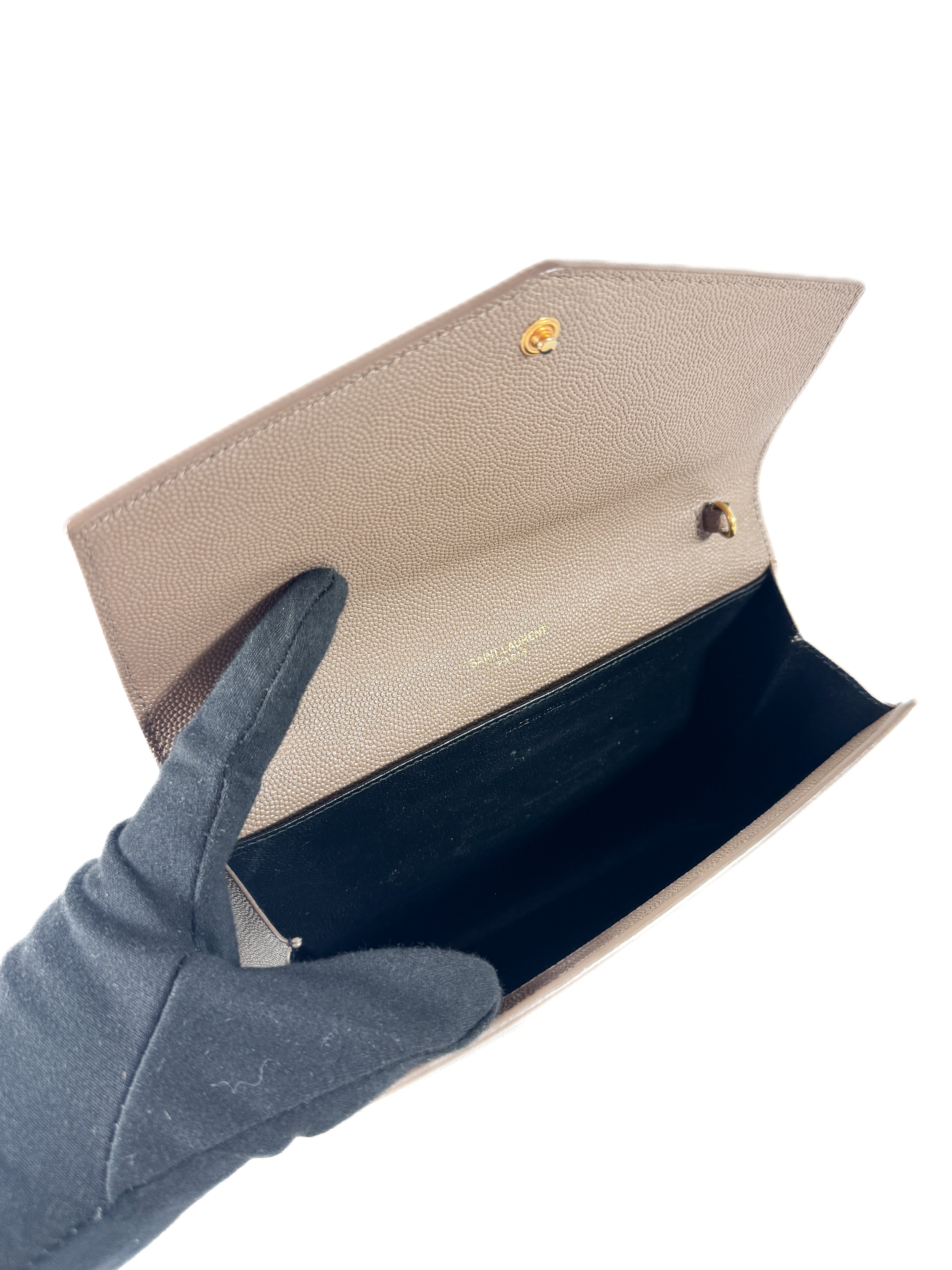 Saint Laurent taupe uptown chain wallet GNC607788 0722