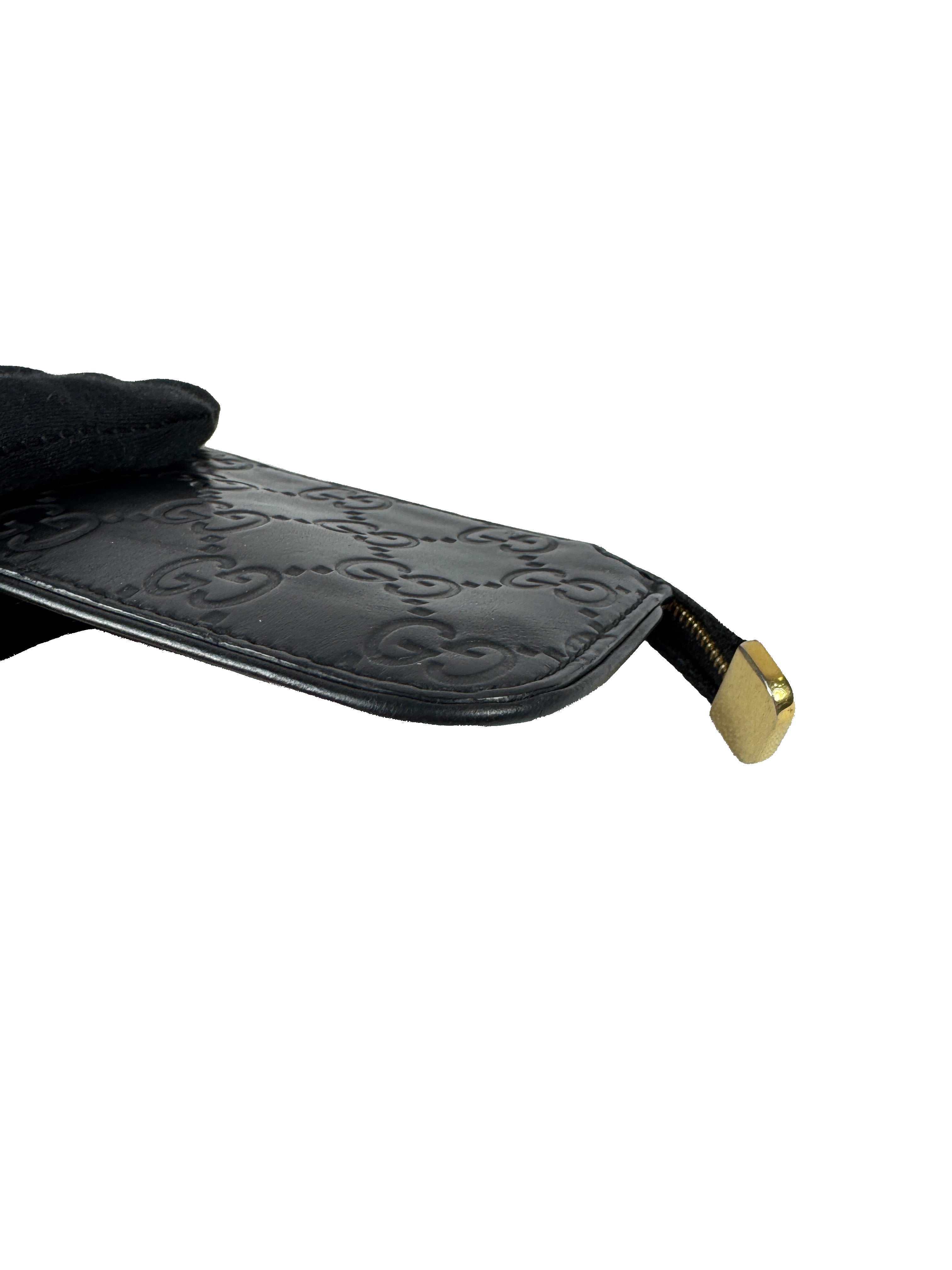 Gucci black leather GG key case 496334