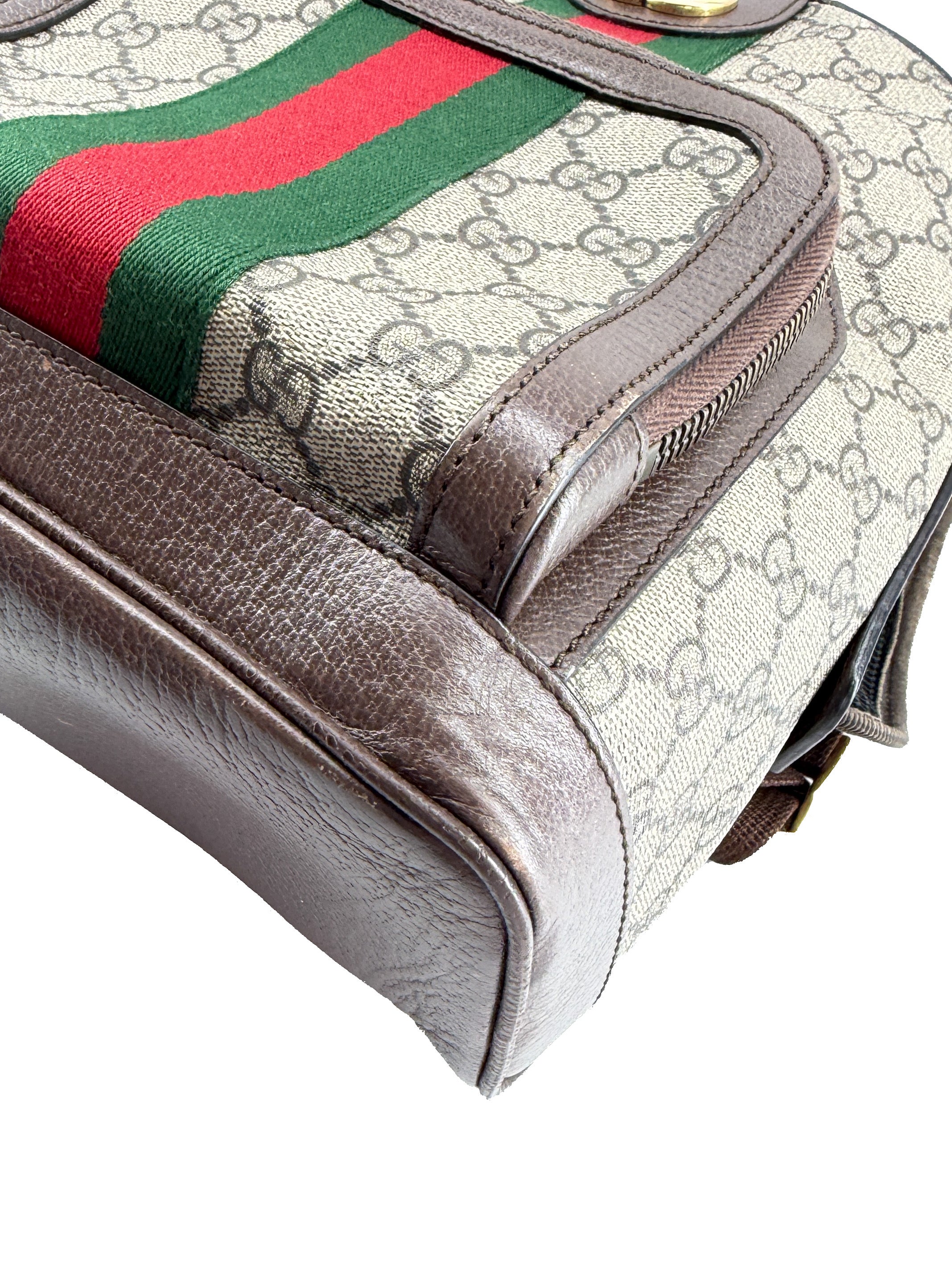 Gucci GG Supreme Monogram Calfskin Web Small Ophidia Day Backpack 547965 520981 - My Girlfriend's Wardrobe LLC