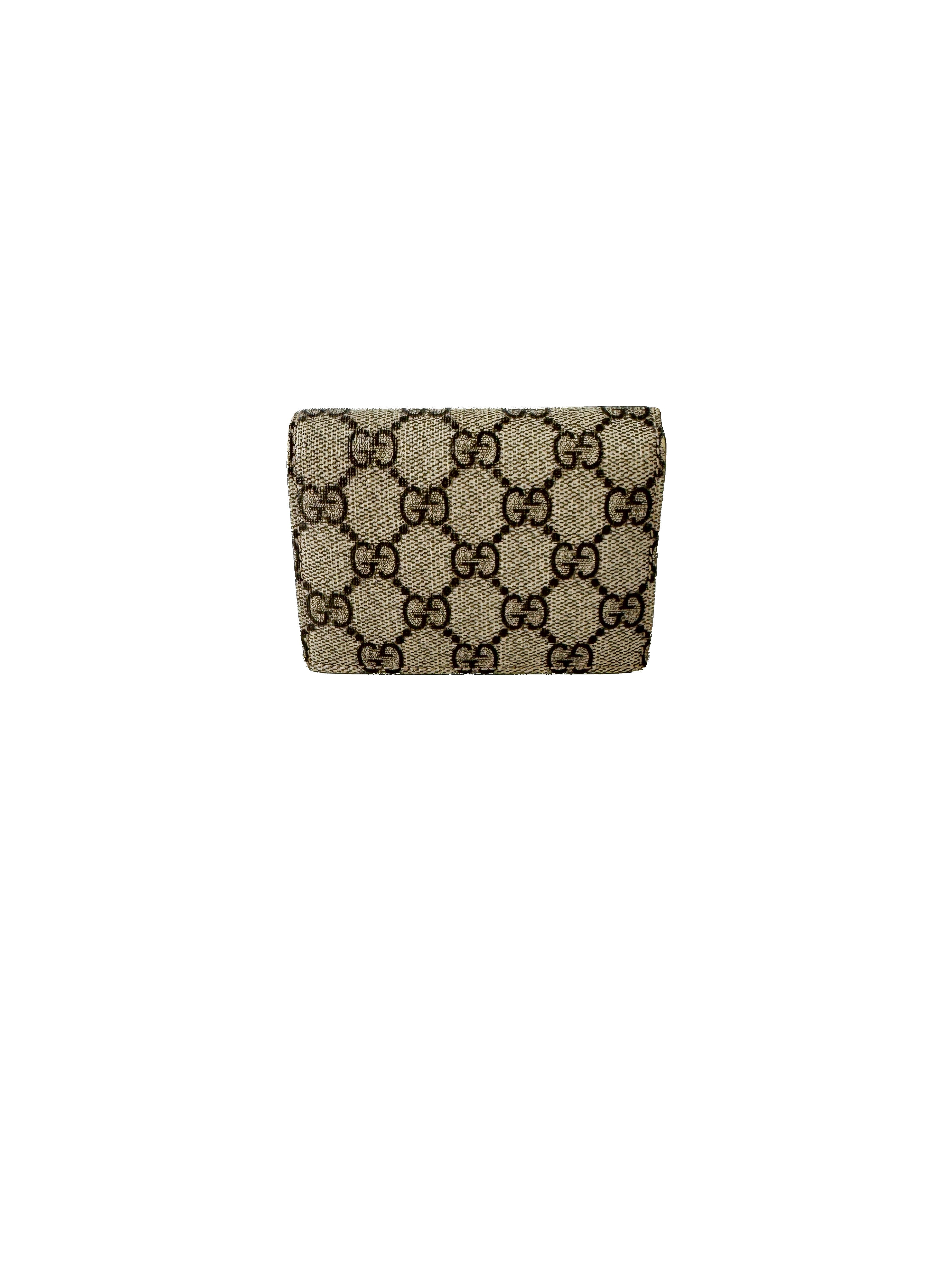 Gucci brown signature GG coated canvas compact wallet 525040 BOX *as is*