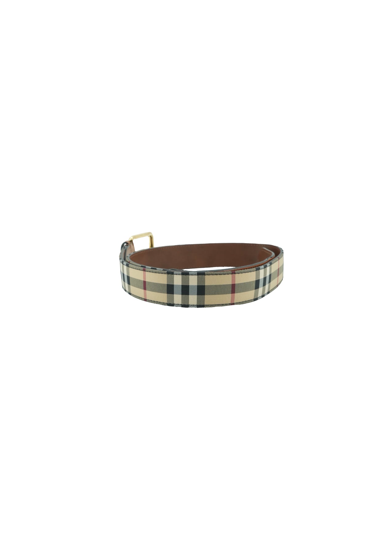 Burberry plaid canvas leather belt size 90