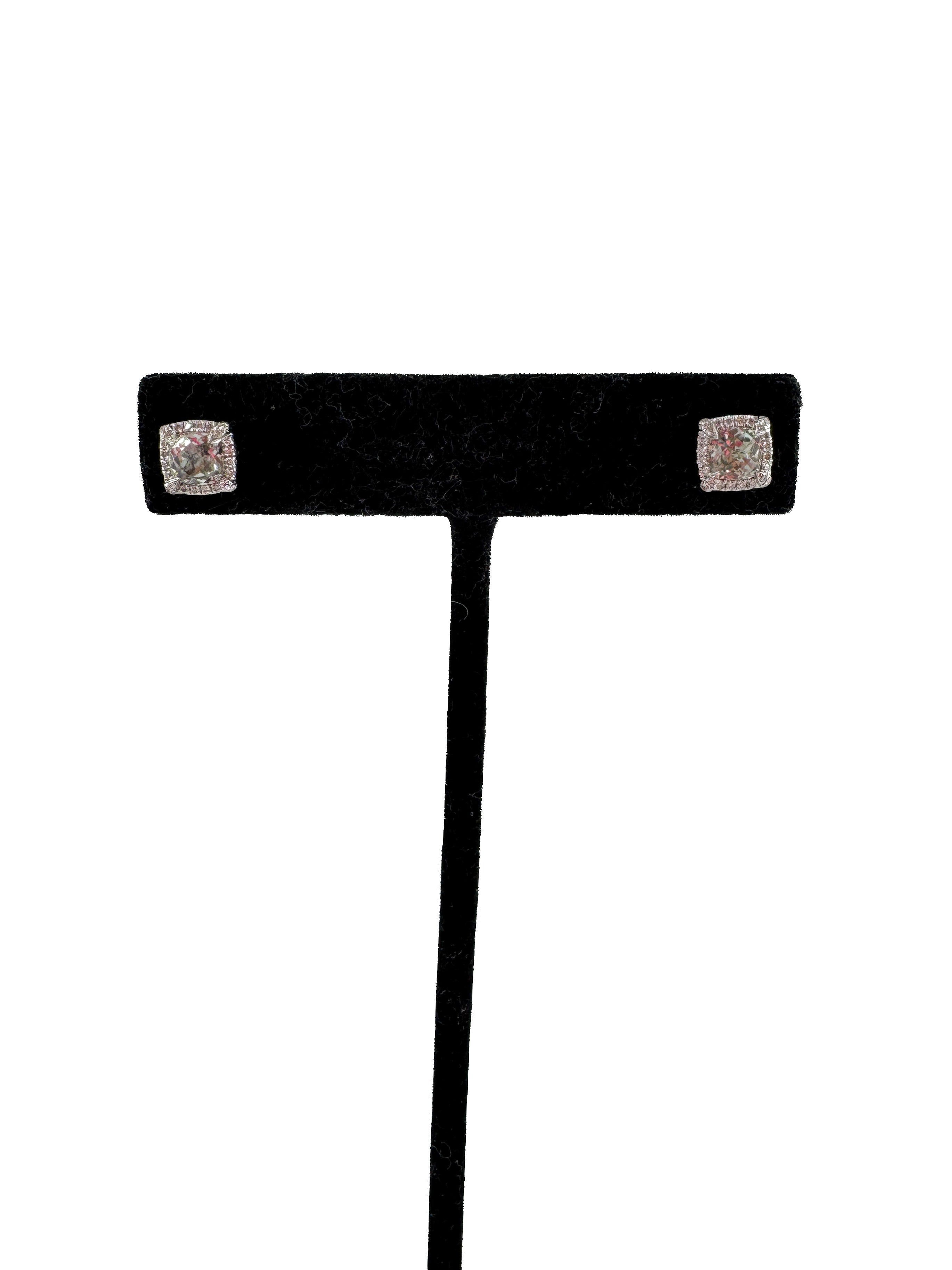 David Yurman sterling silver, diamonds, prasiolite petite Chatelaine 5MM stud earrings