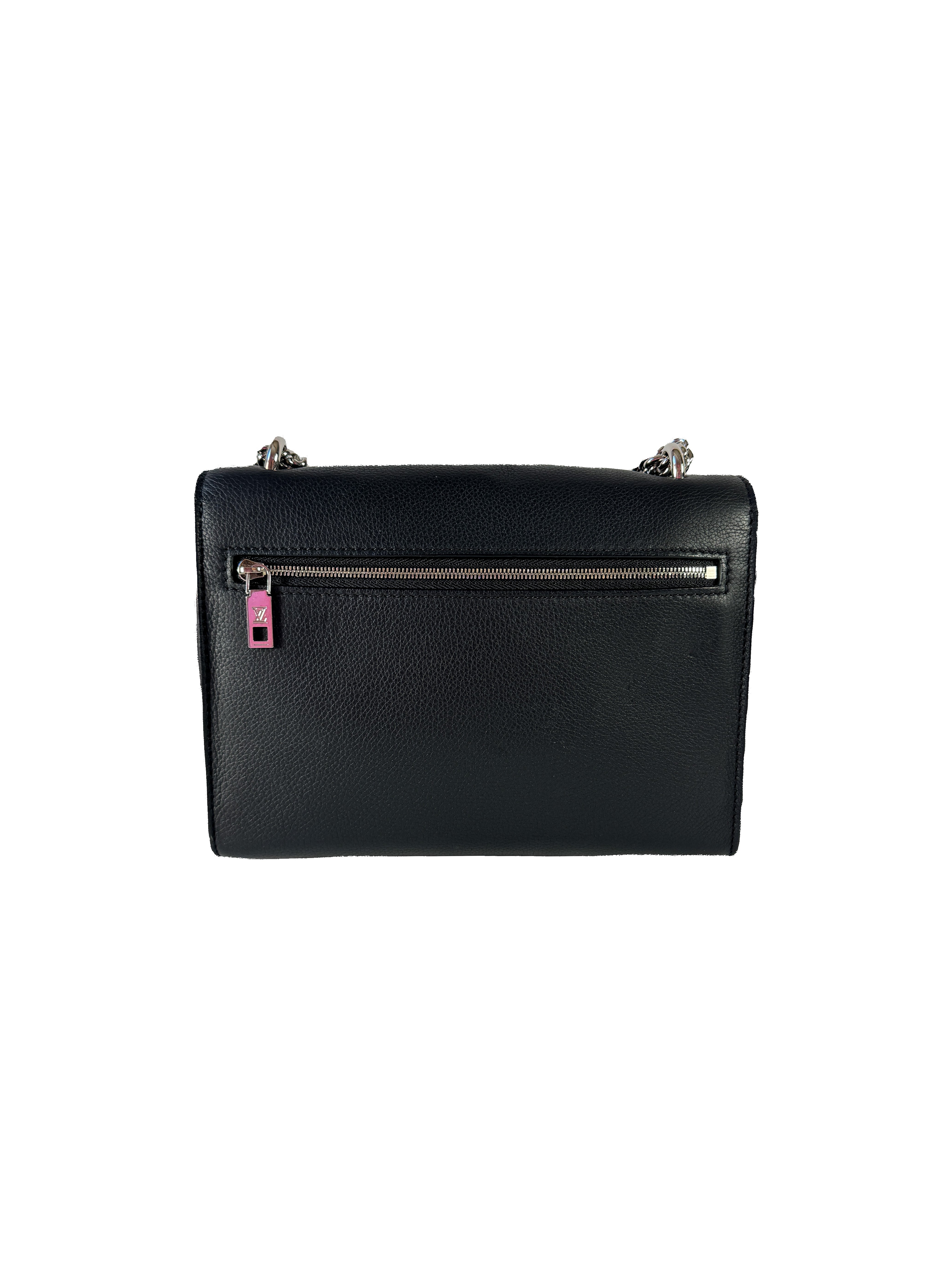 Louis Vuitton black leather mylockme chain BB calfskin bag BE0221