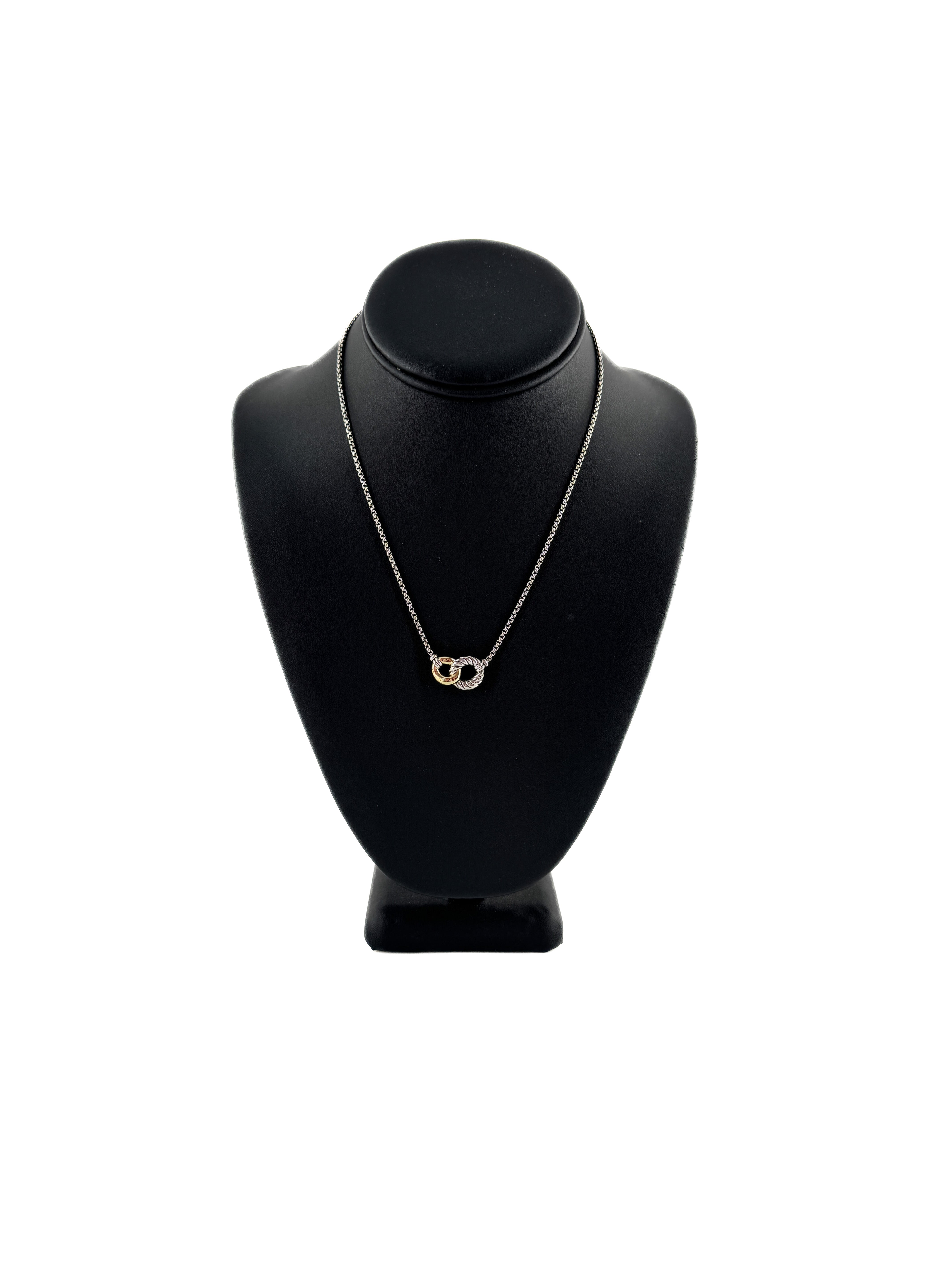 David Yurman sterling silver 18k gold Belmont double curb link necklace