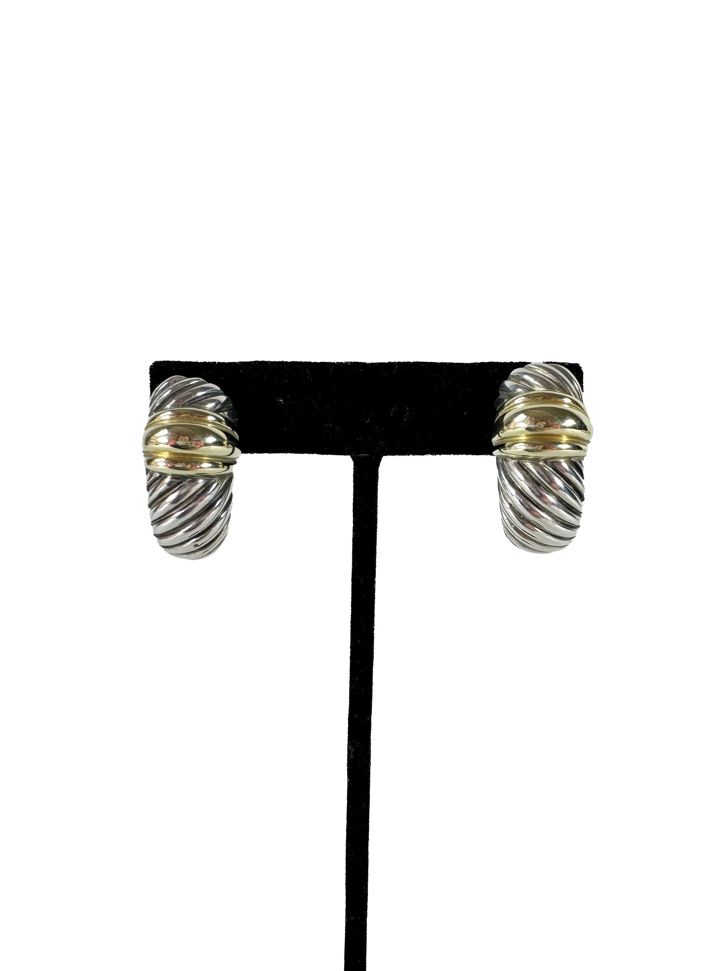 David Yurman sterling silver, 14k gold Thoroughbred shrimp drop earrings