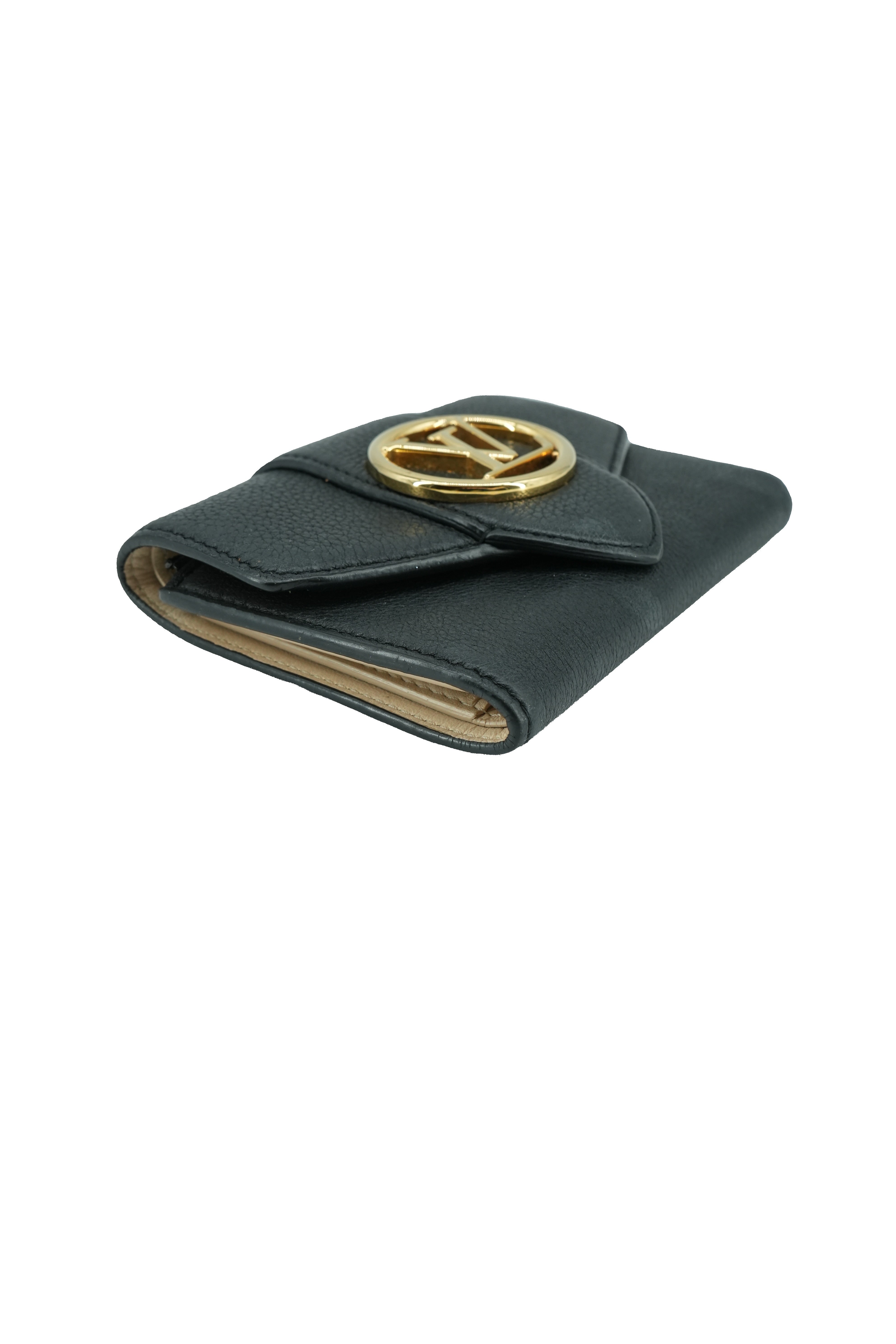 Louis Vuitton black leather Pont 9 compact wallet NFC