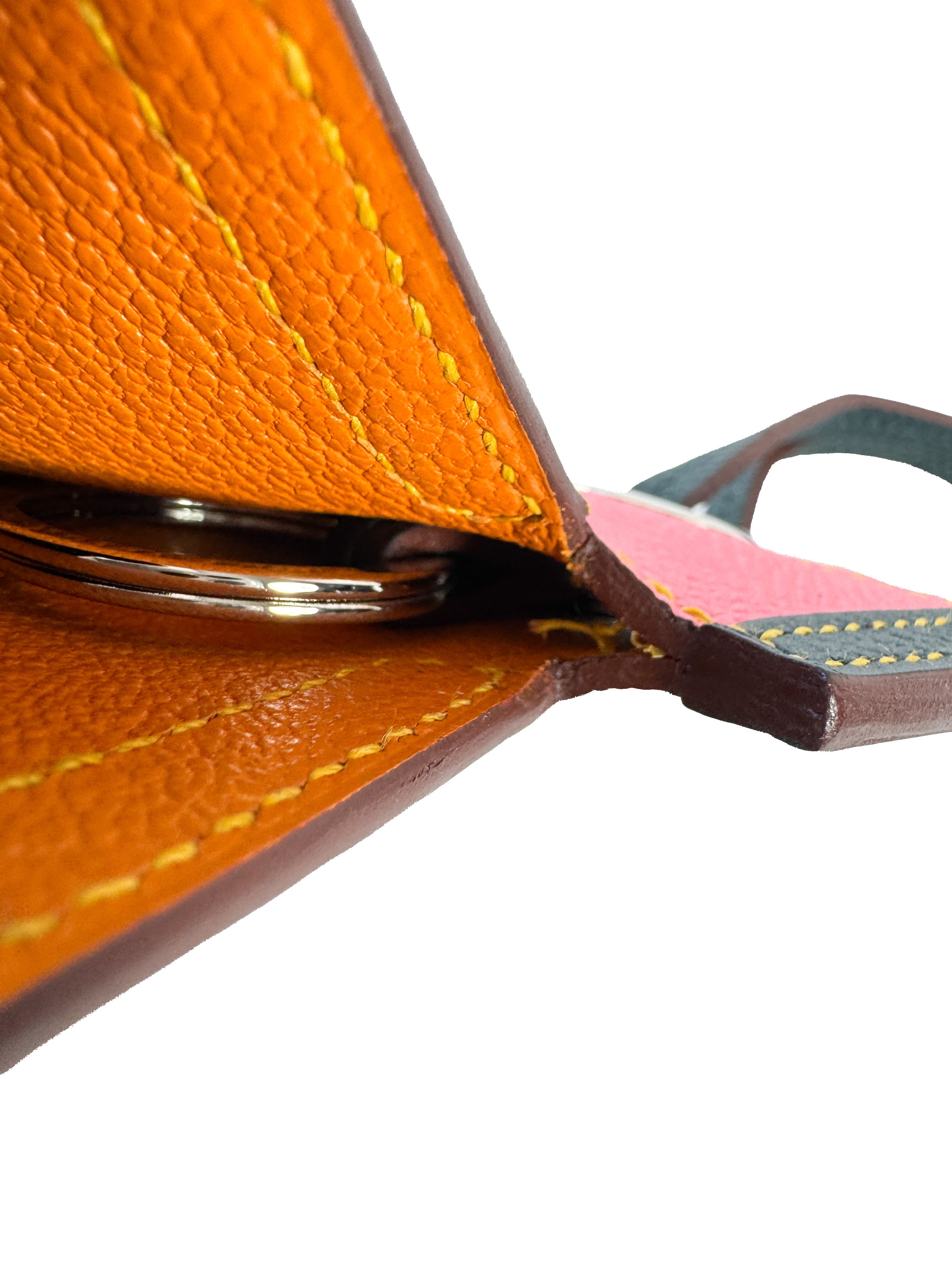 Hermès pink, dark green, yellow Camail bag charm G