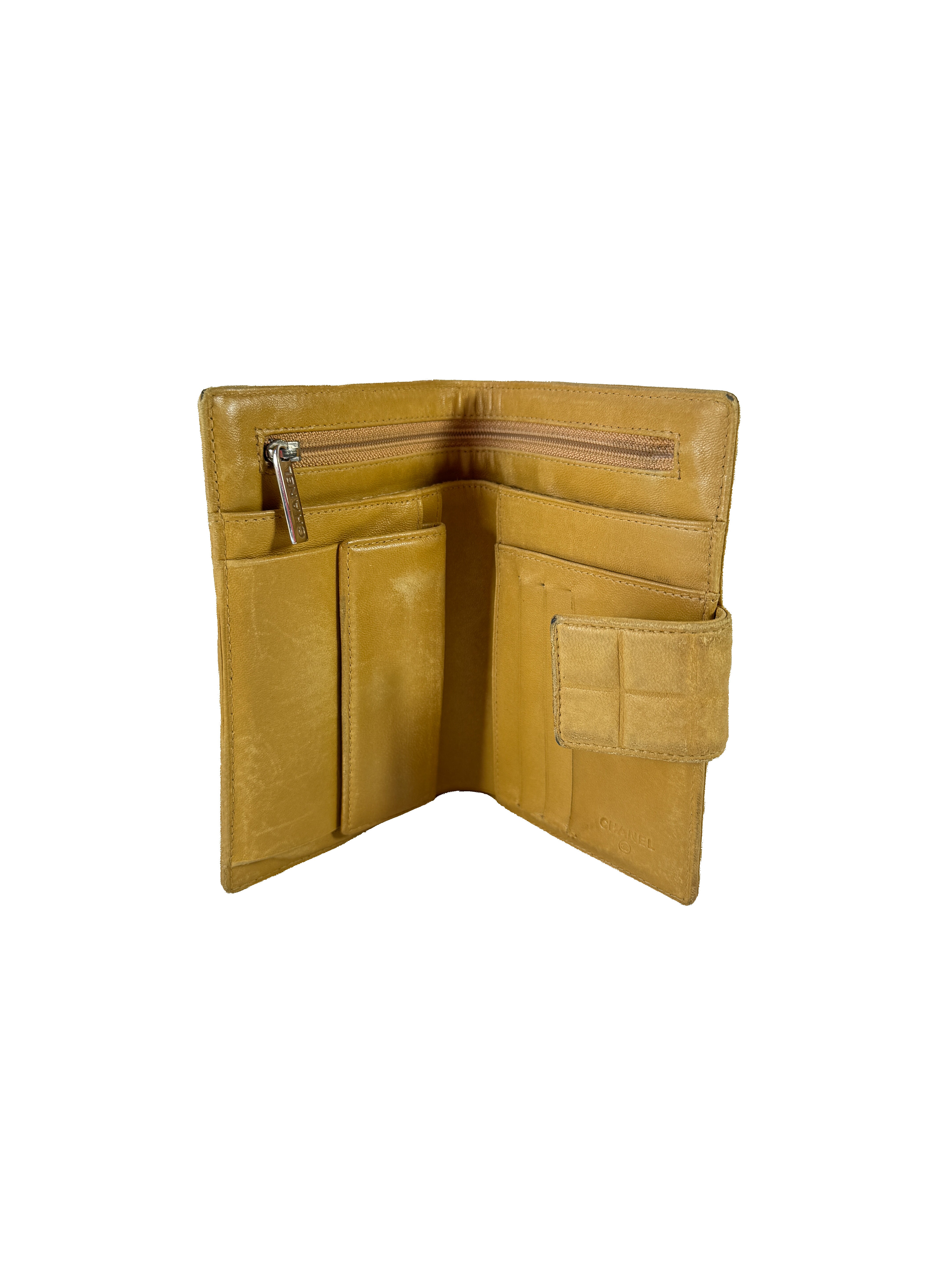 Chanel beige leather Chocolate bar wallet 8372170