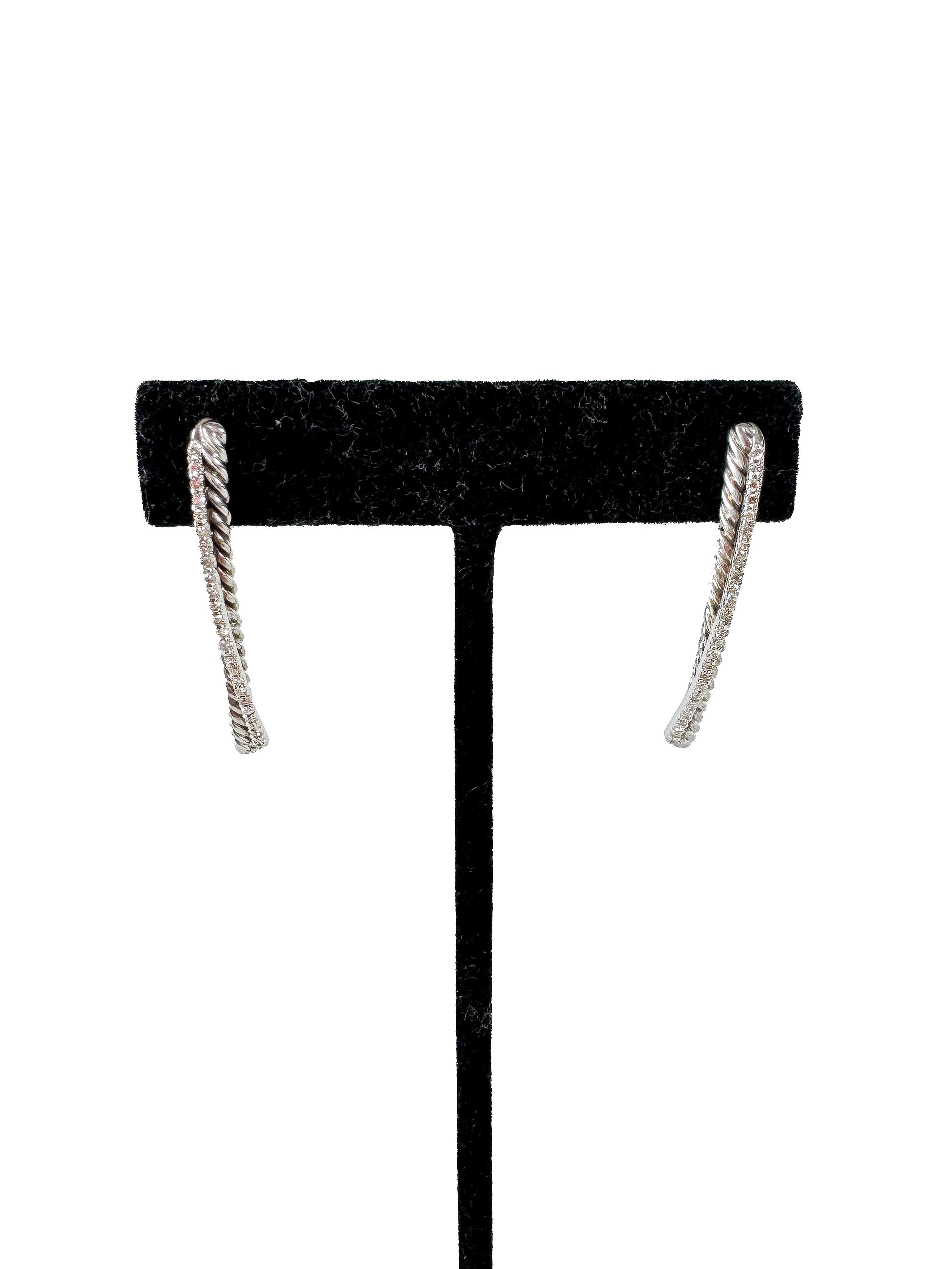 David Yurman sterling silver & diamonds drop earrings