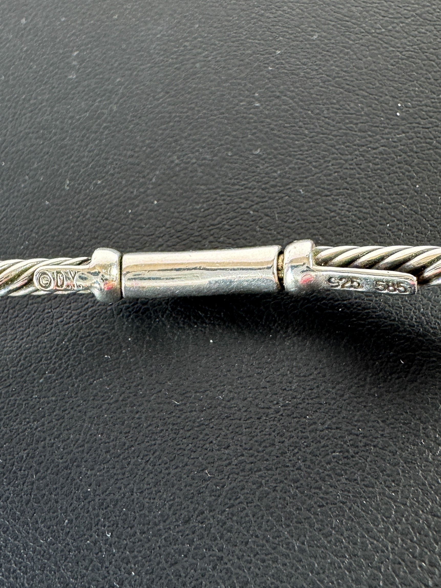 David Yurman sterling silver, yellow gold Hampton cable station necklace