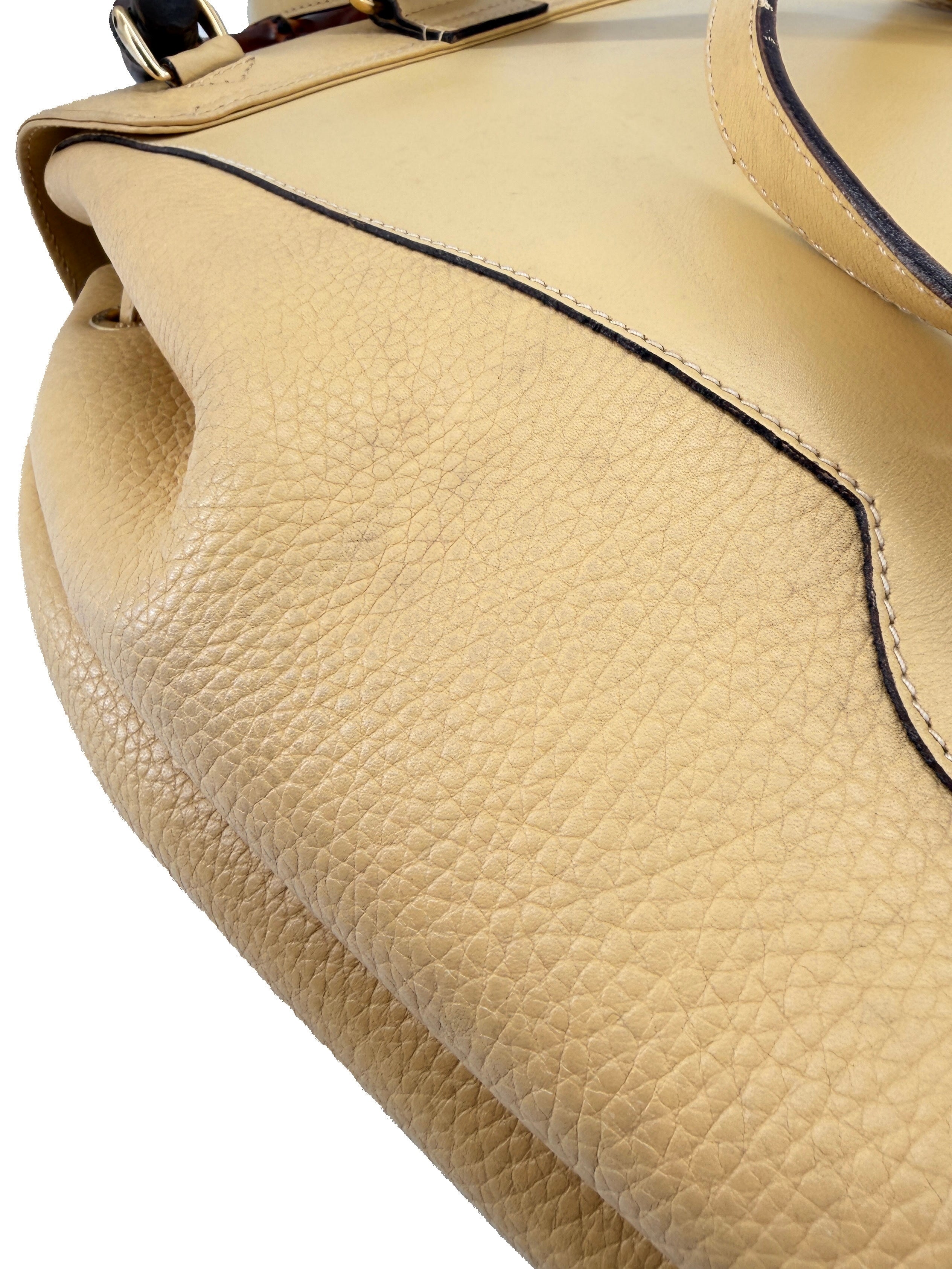 Gucci yellow leather vintage Bamboo backpack 003-58-0016