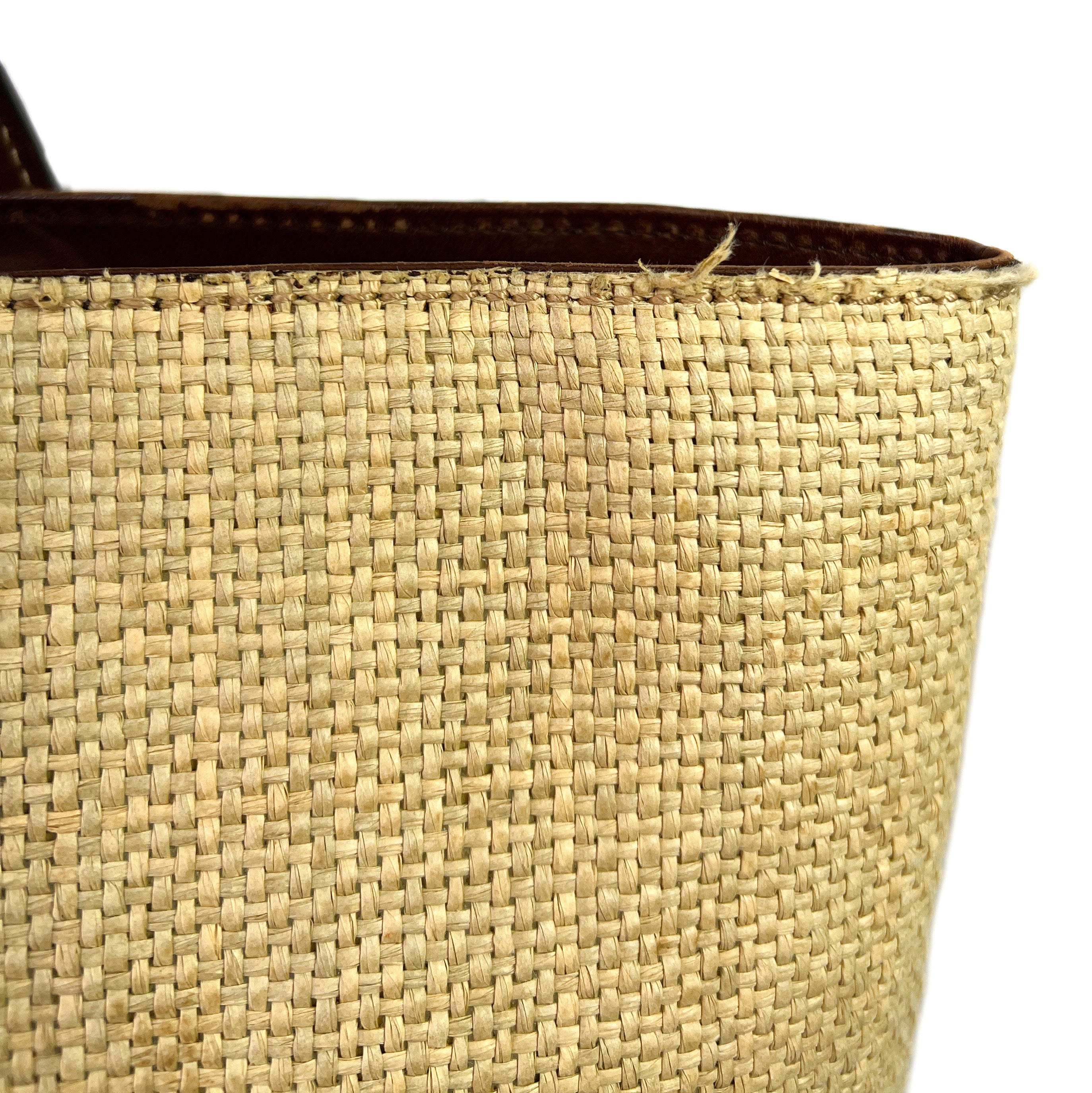 Chanel natural raffia and leather tote