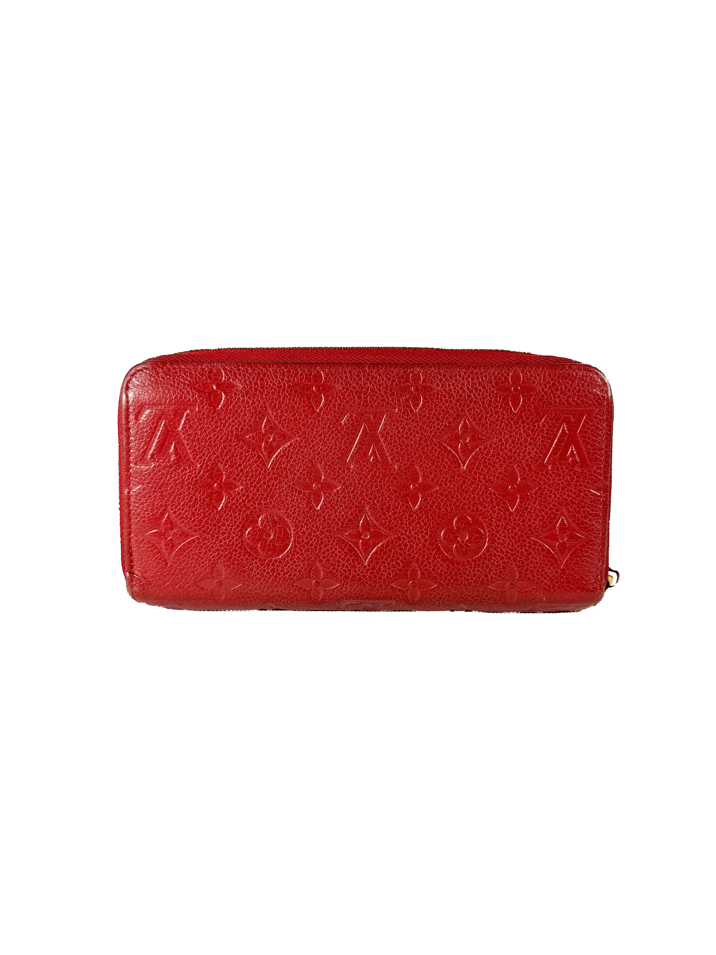 Louis Vuitton monogram red empreinte leather zippy wallet SP2117