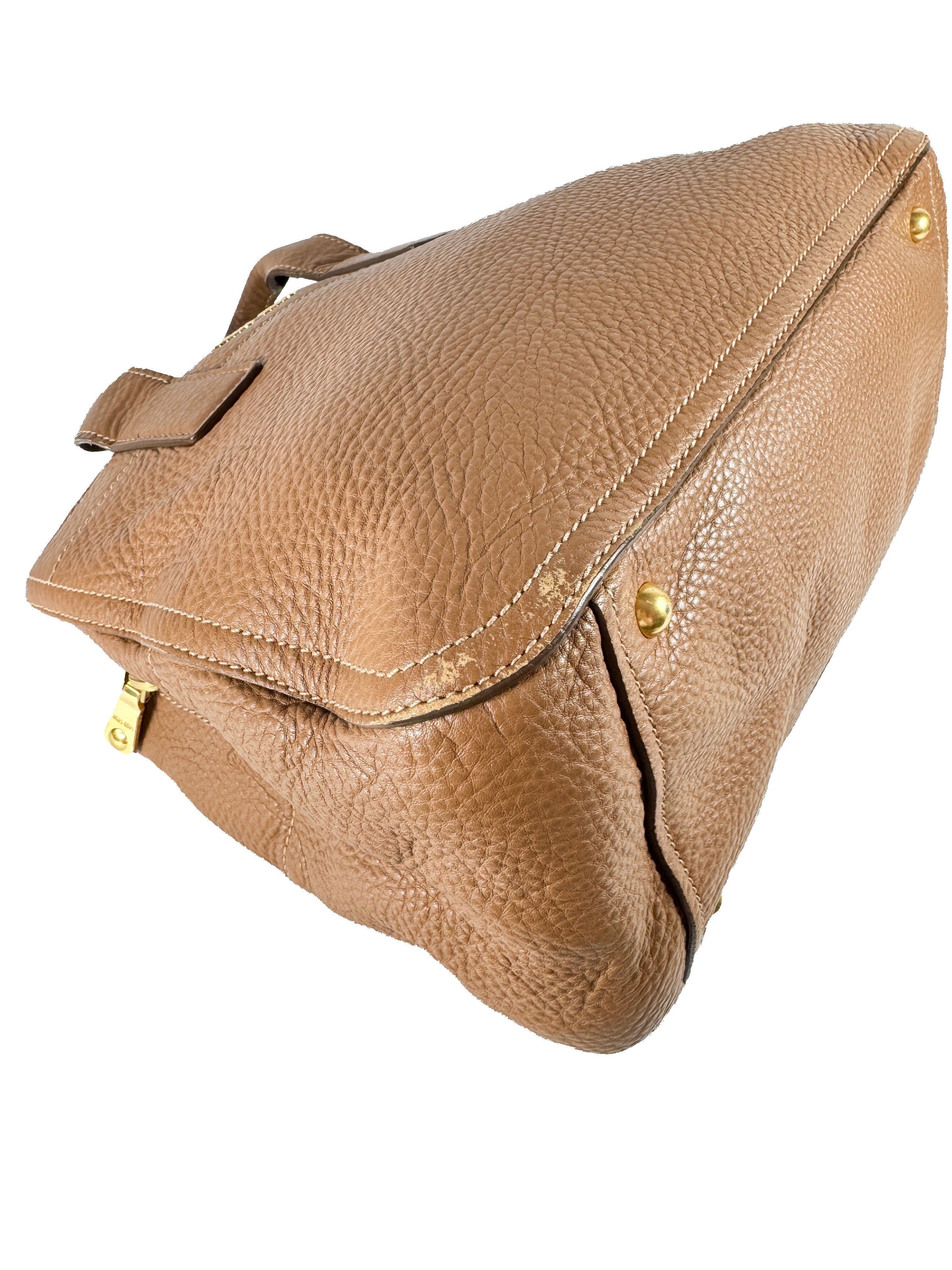 Miu Miu brown pebbled leather tote 56