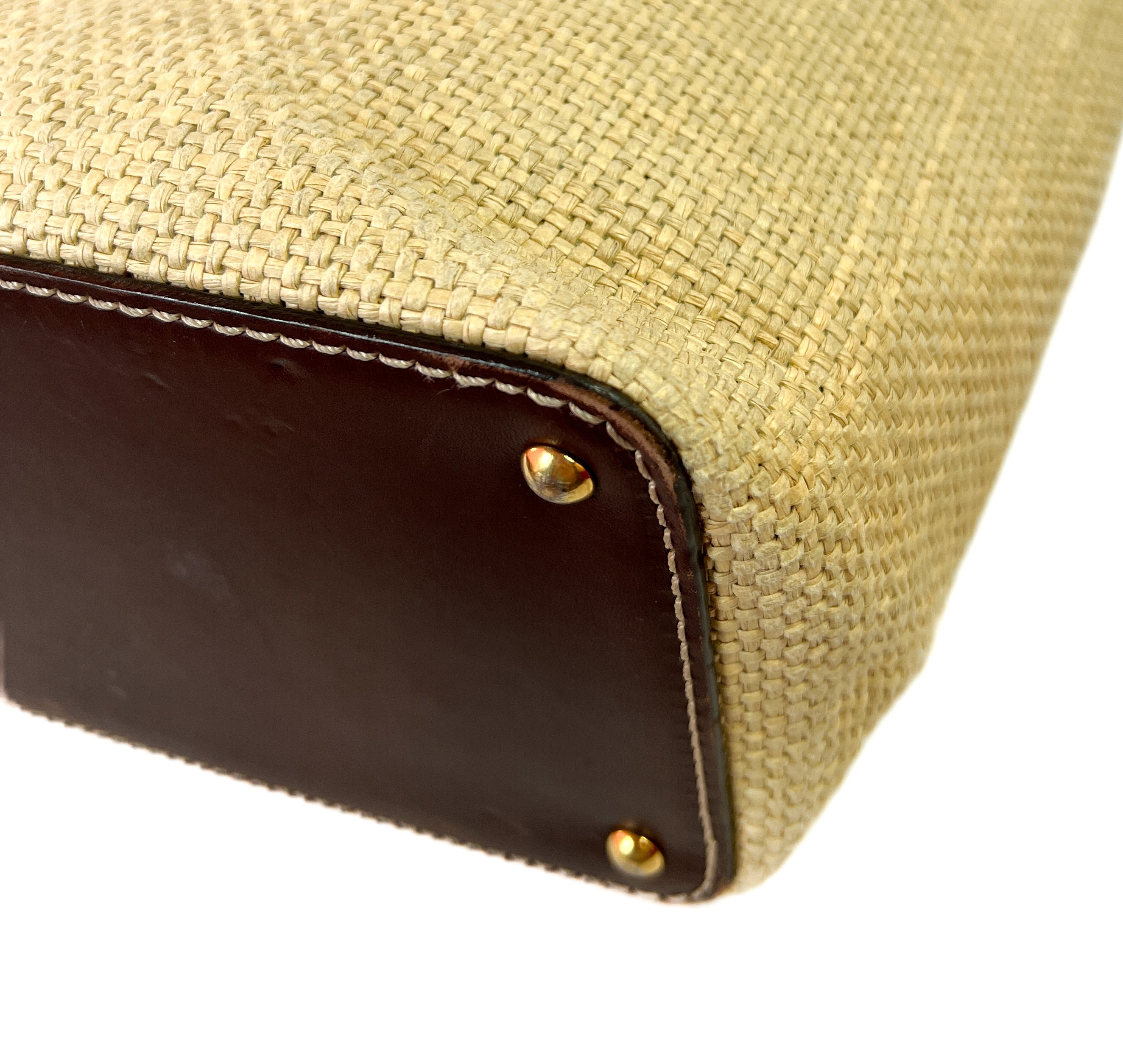 Chanel natural raffia and leather tote