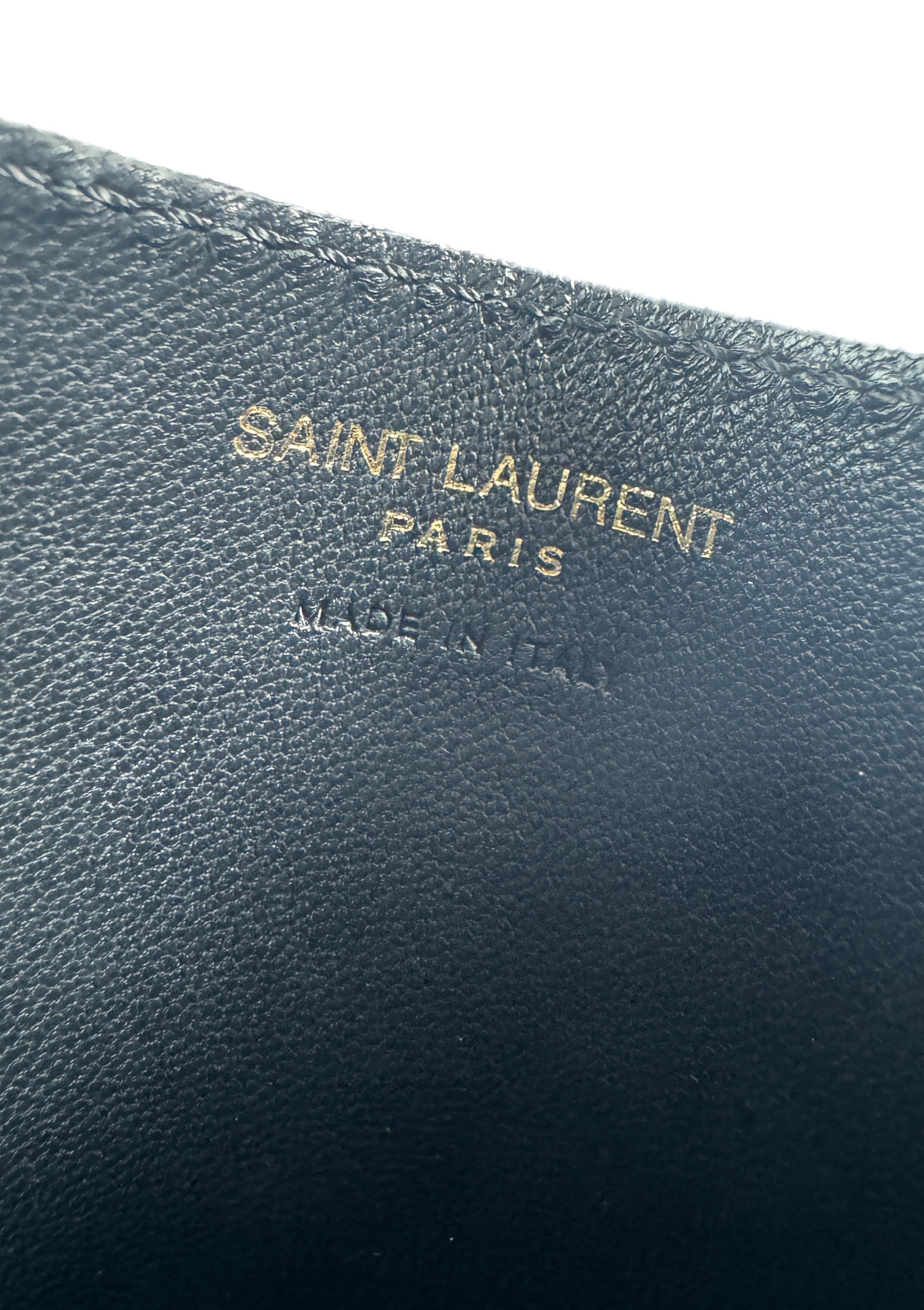 Saint Laurent black Cassandre grain de poudre leather card case 2ME423291-0323