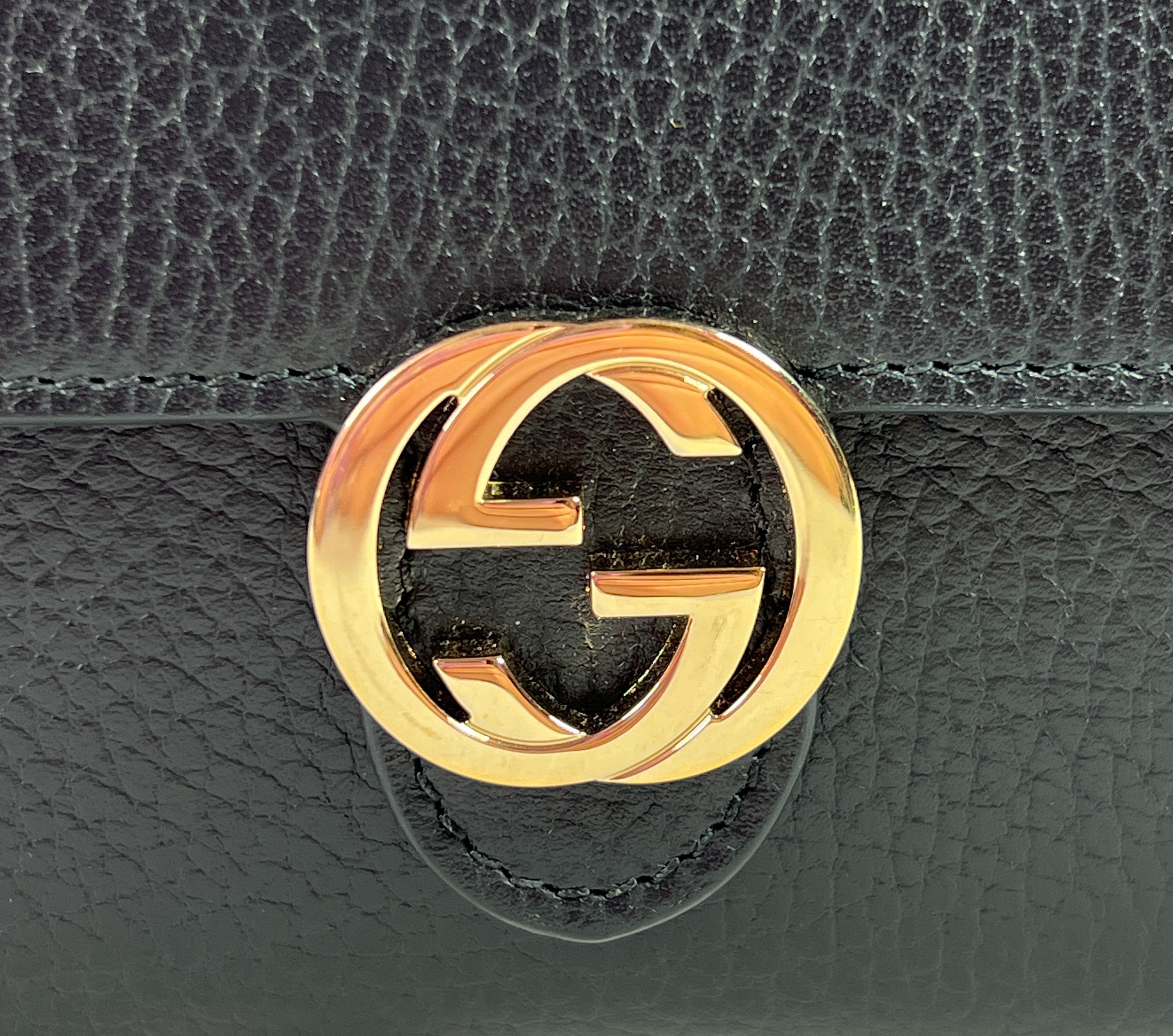 Gucci black leather interlocking G compact wallet 5981672184