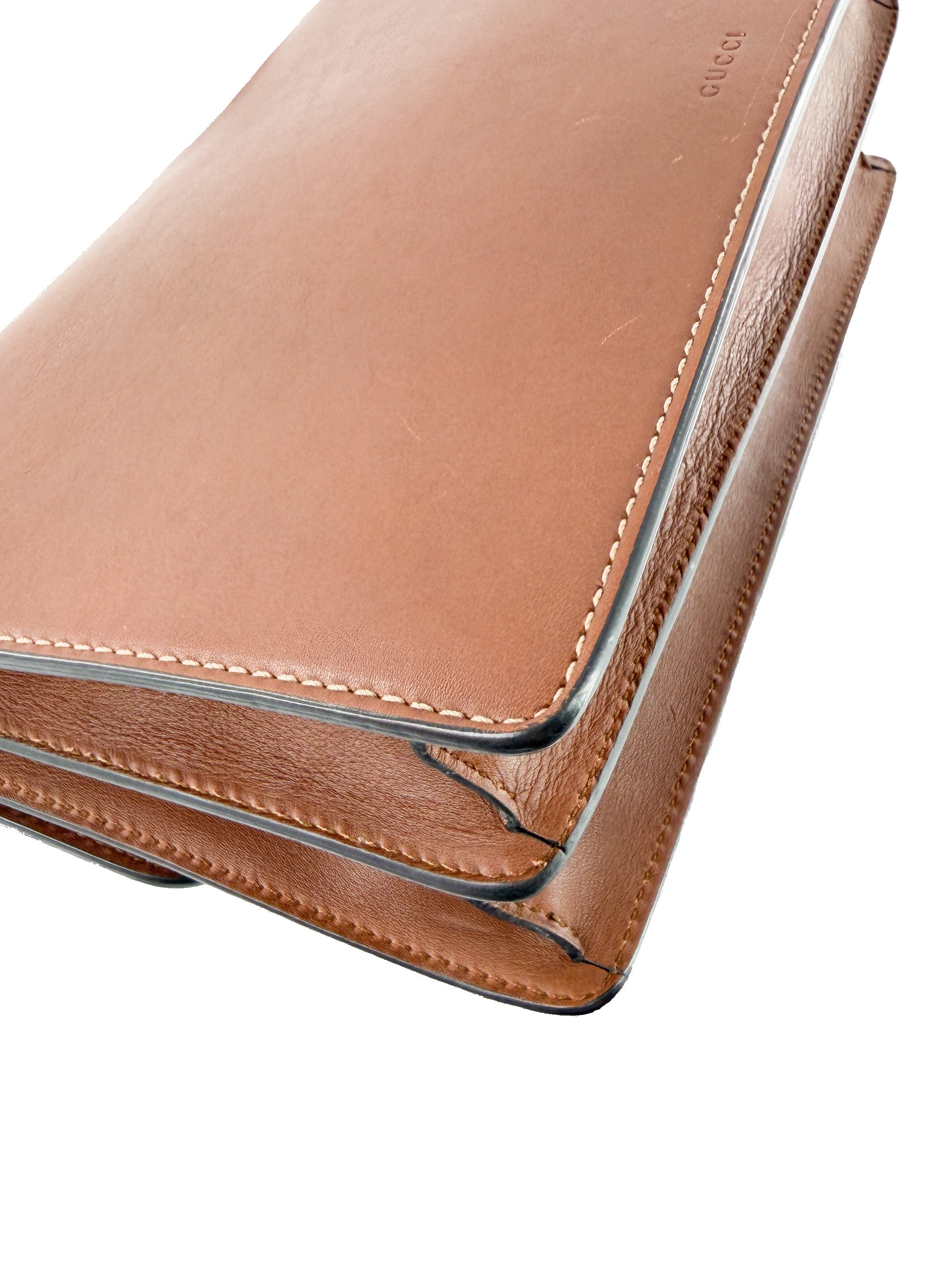 Gucci Animalier Leather Shoulder Bag Brown 412007 525040