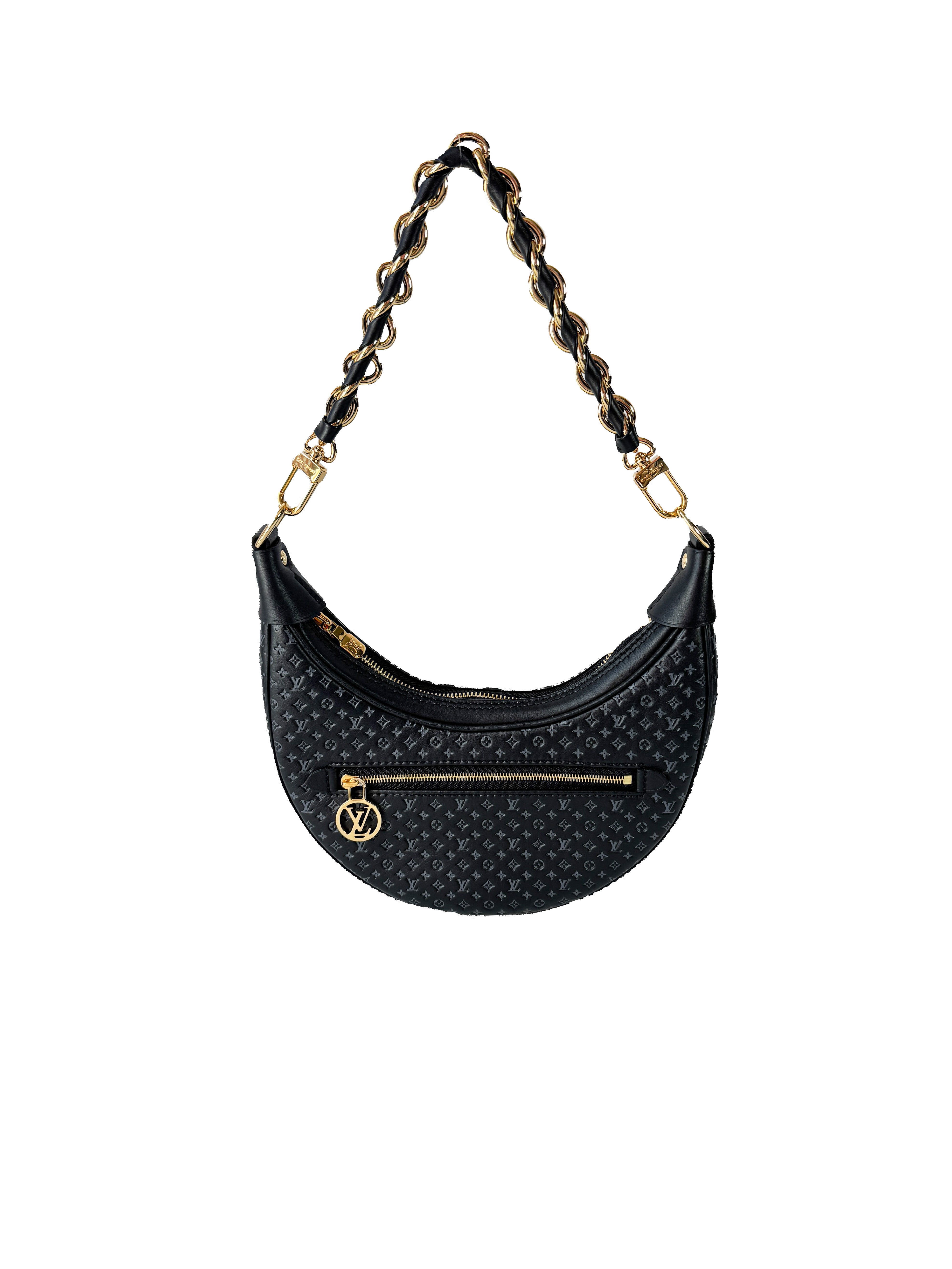 Louis Vuitton calfskin embossed monogram Loop black NFC