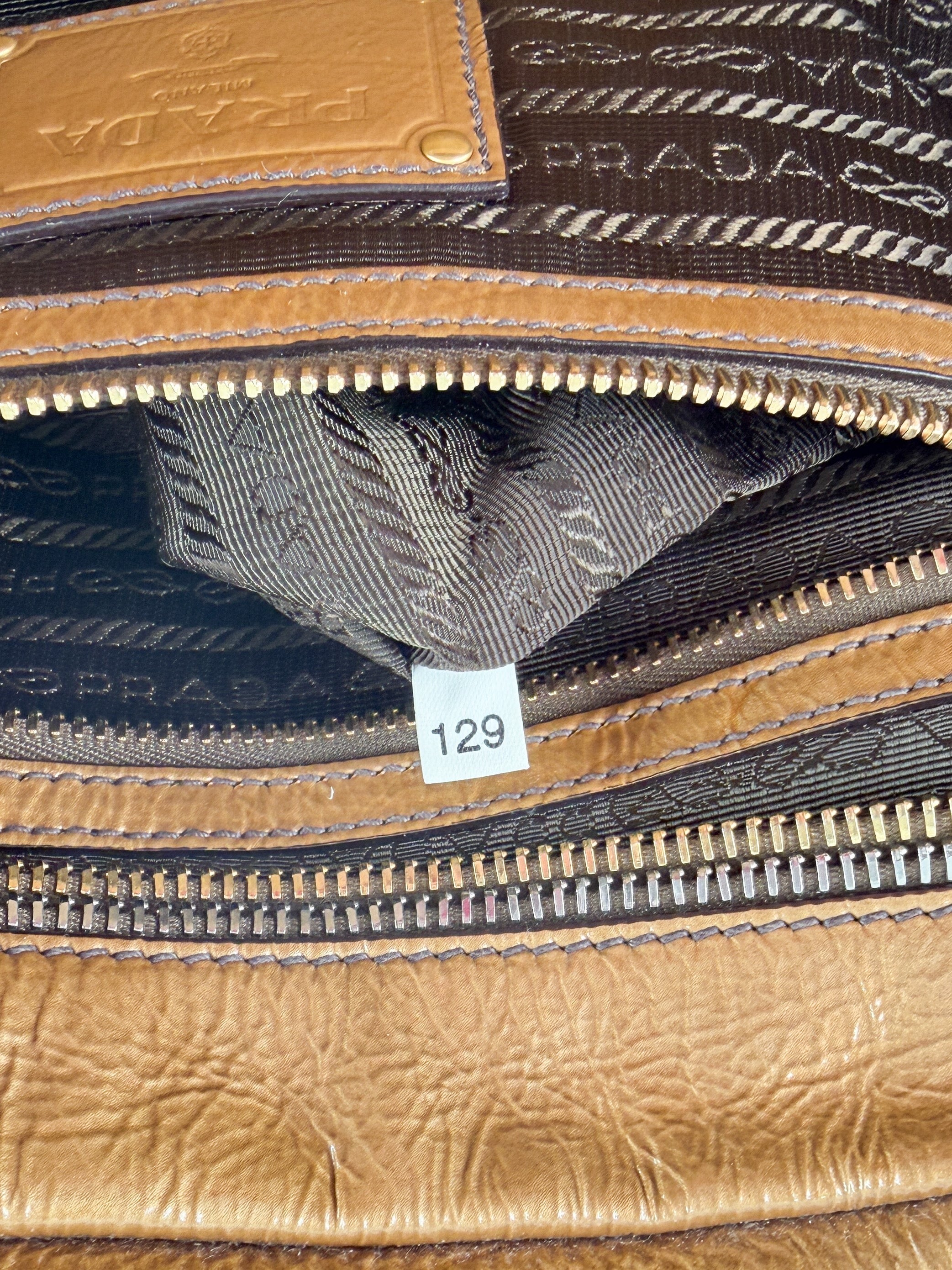 Prada brown Vernice sfumato handle bag 129