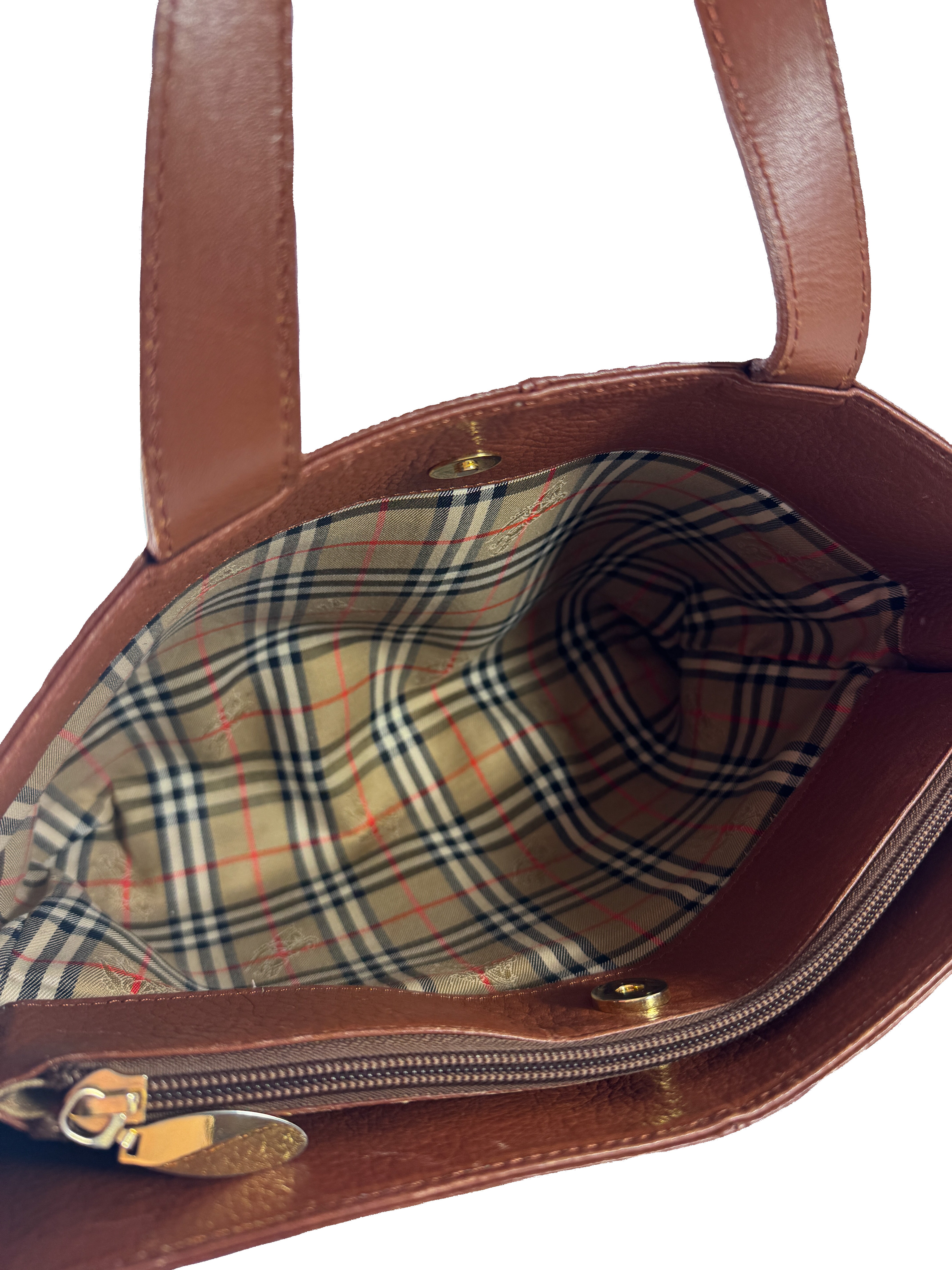 Burberry brown leather vintage small tote