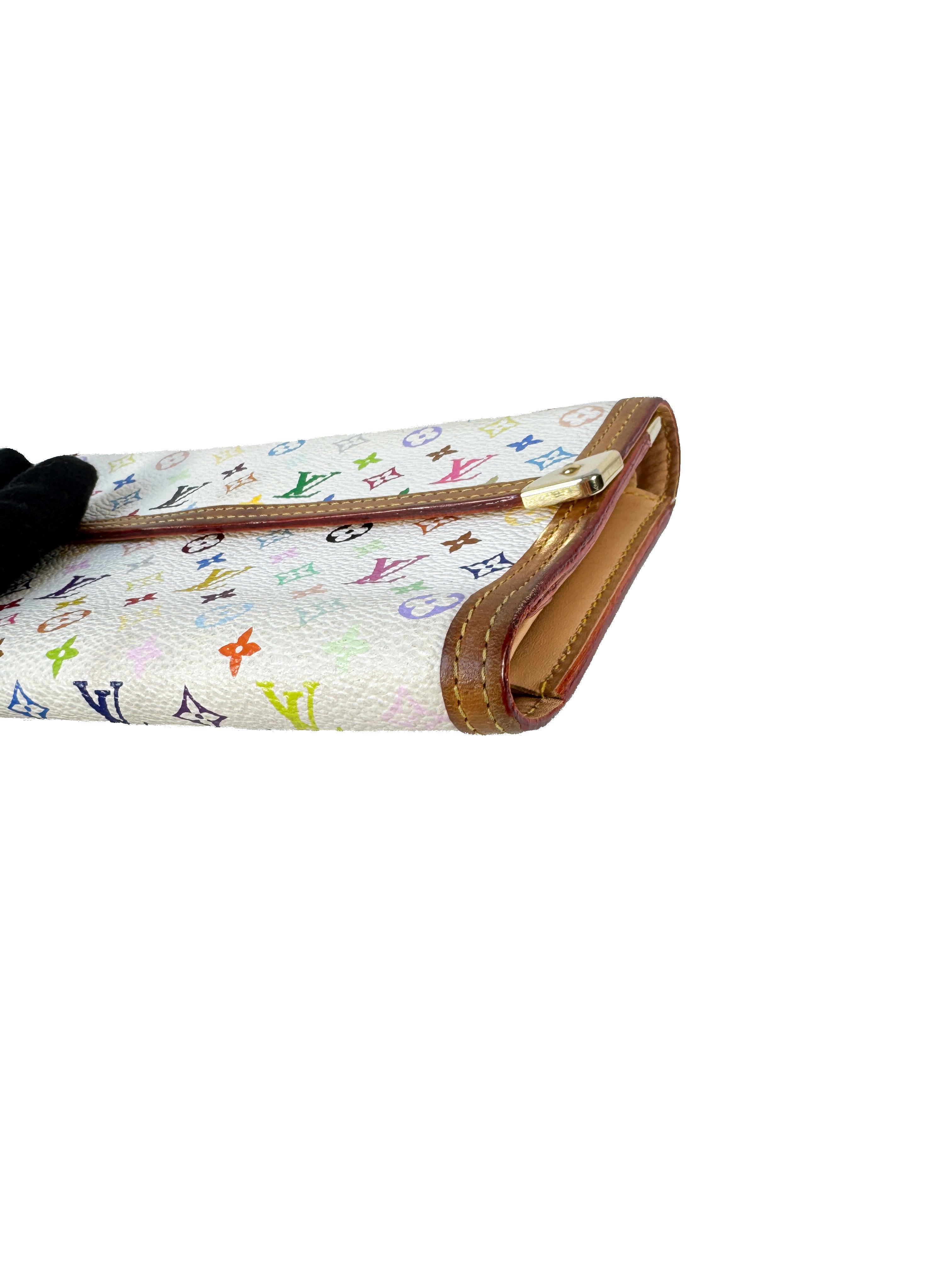 Louis Vuitton white multicolor porte tresor international wallet TH0066