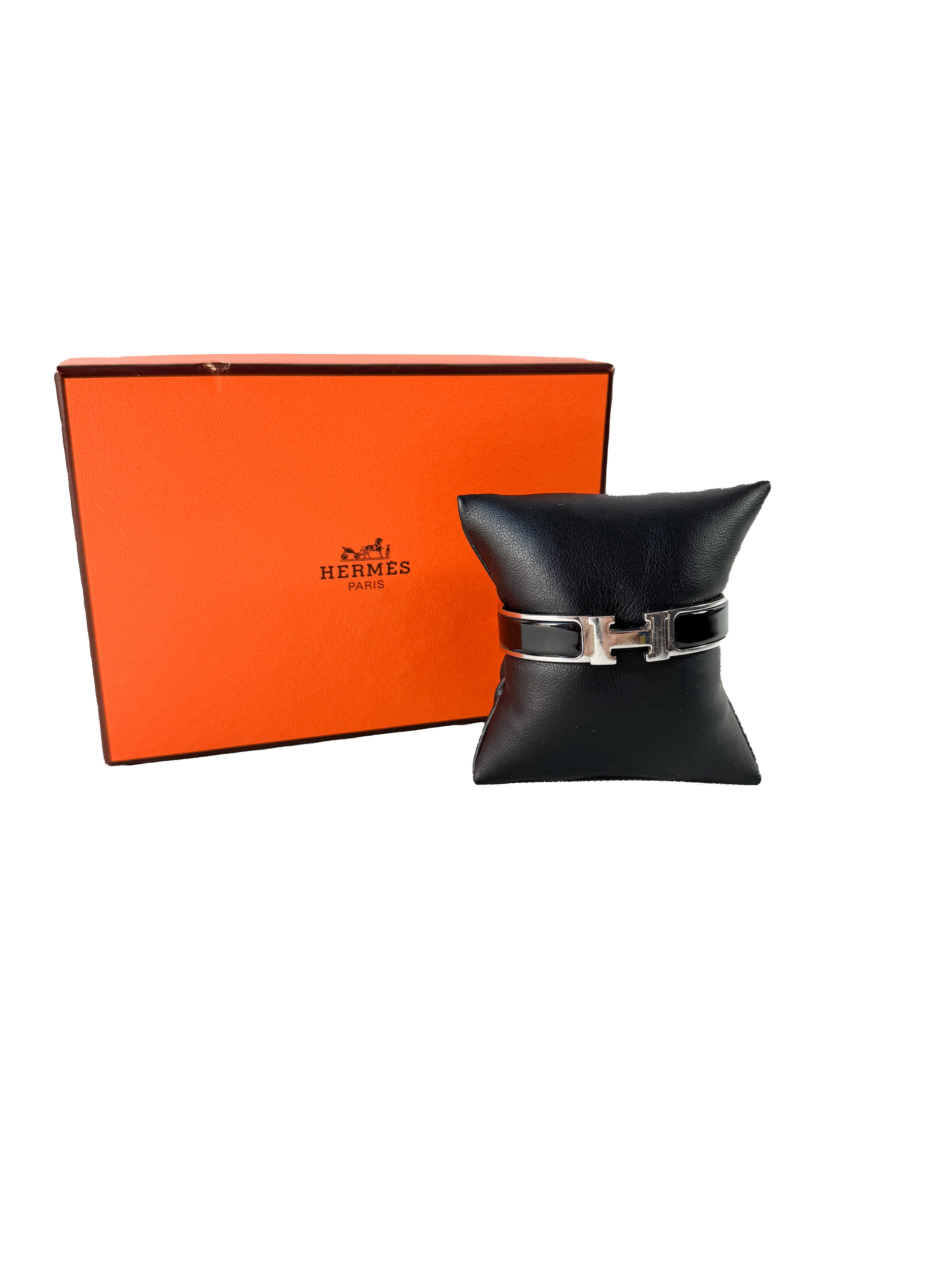 Hermès black & silver Clic H bracelet PM