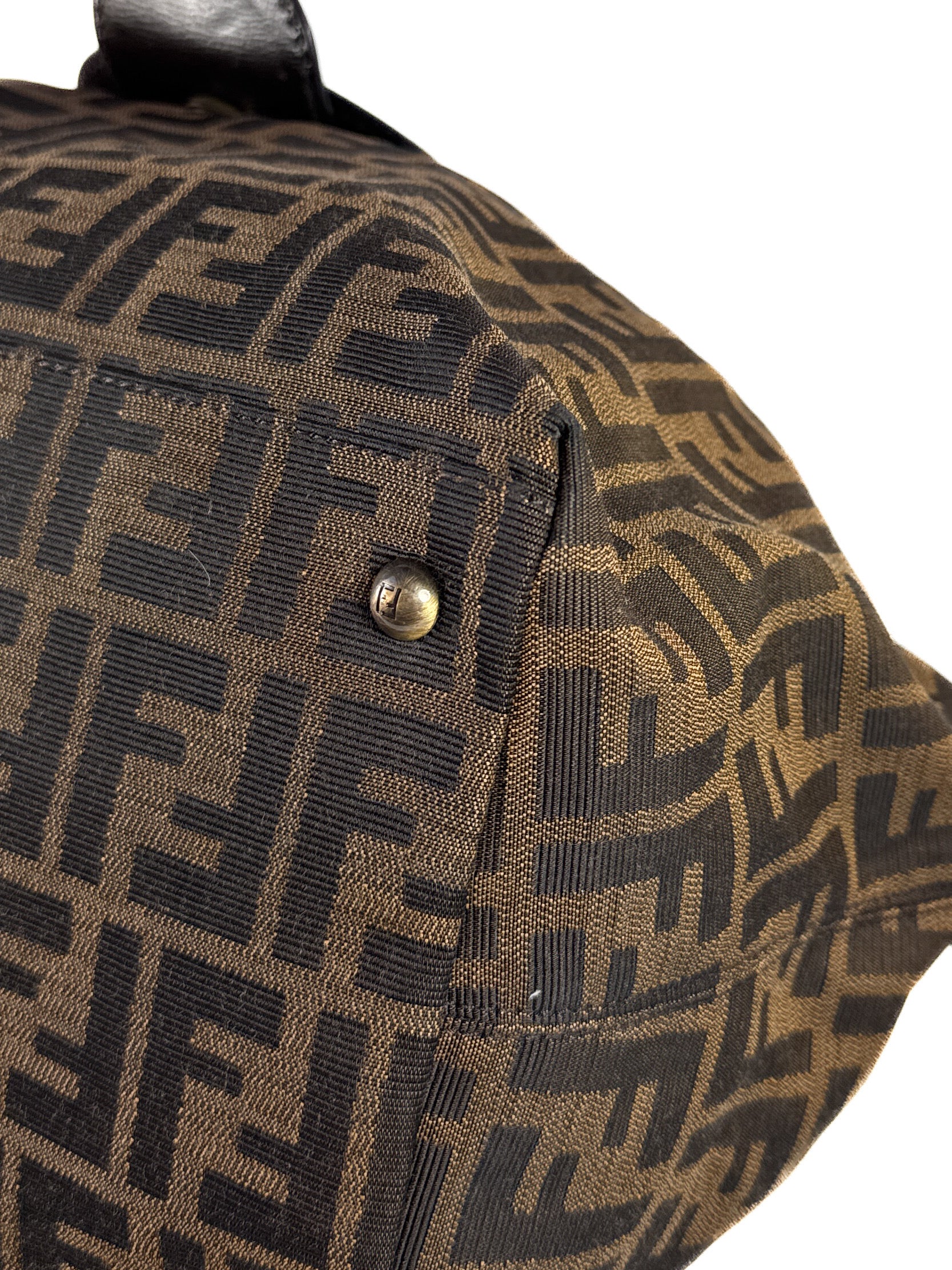 Fendi brown Zucca buckle chain shoulder bag