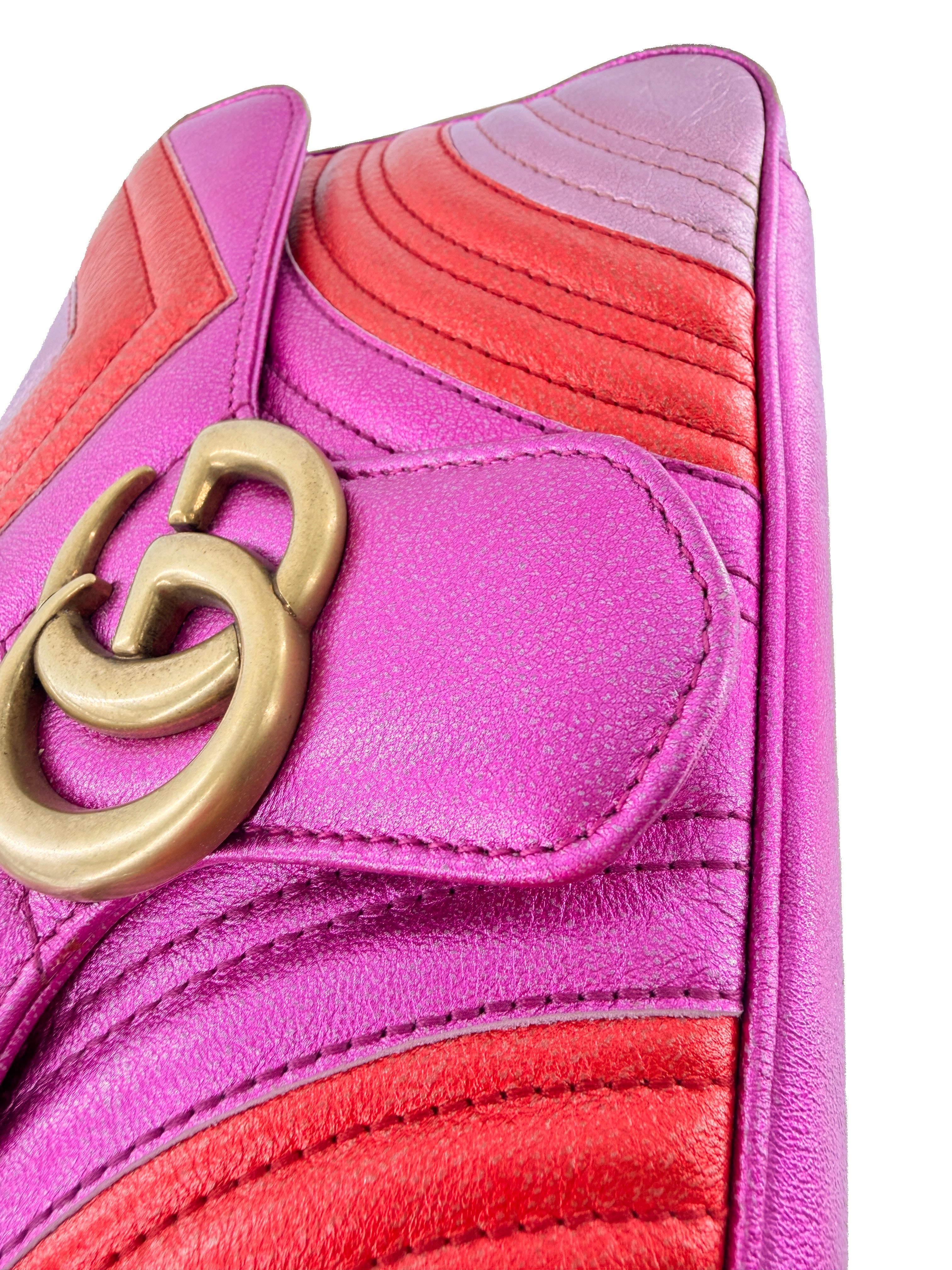 Gucci GG Marmont Flap Bag Matelasse Leather Small pink 443497486628