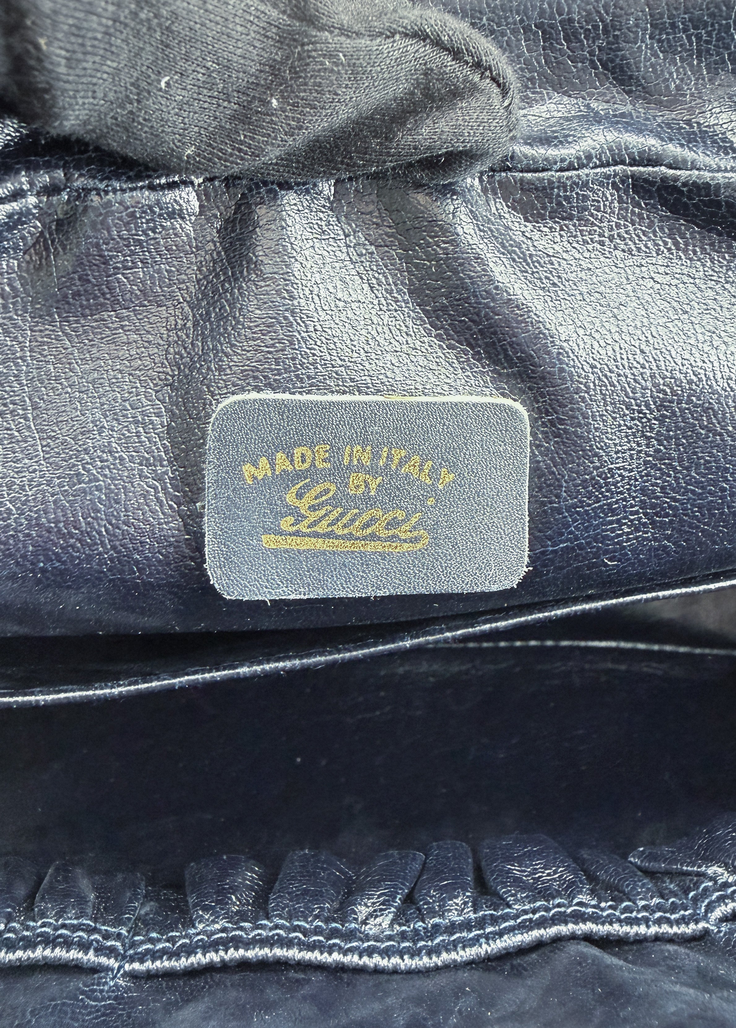 Gucci navy vintage GG coated canvas zip pouch