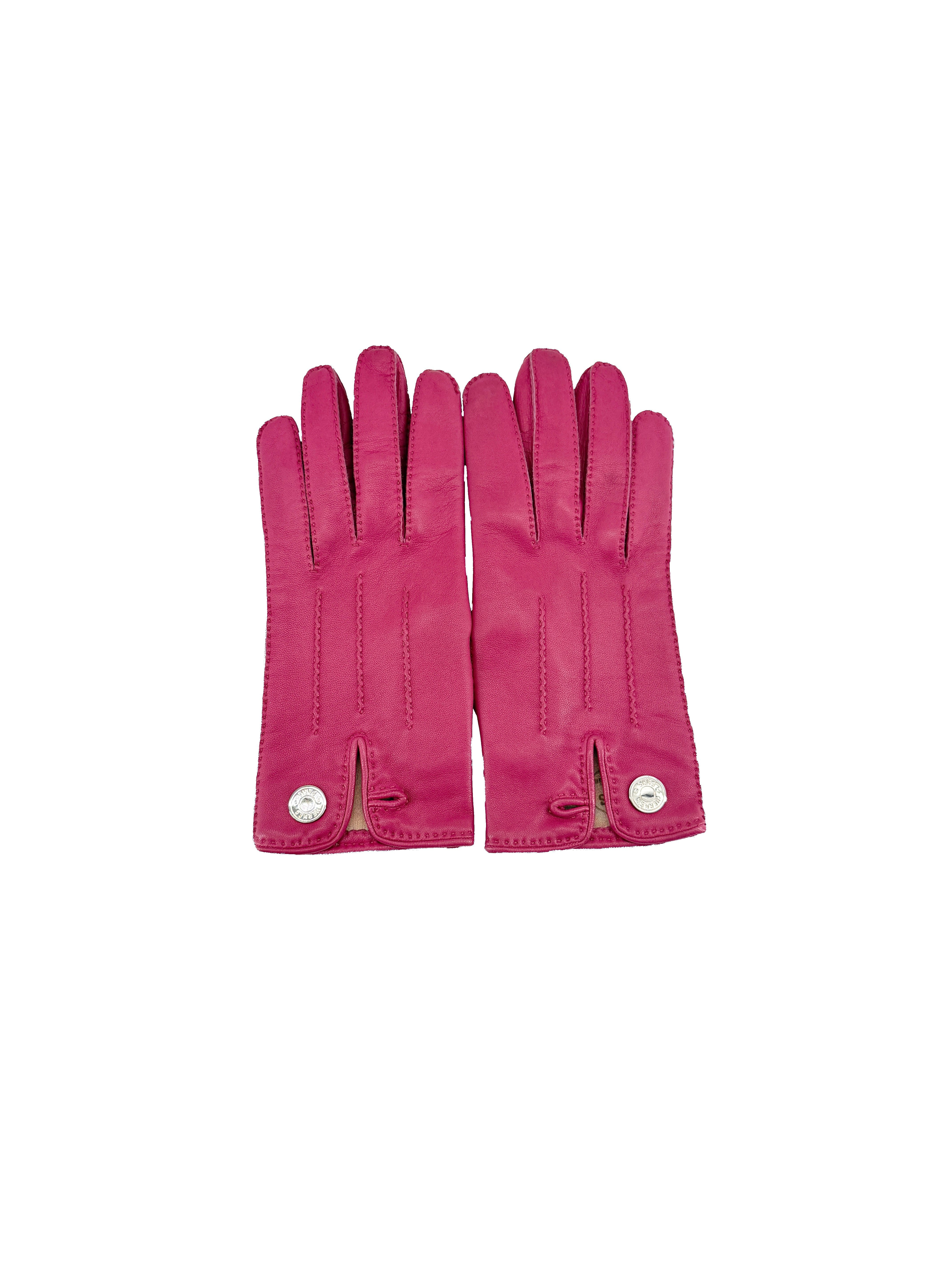 Hermès pink leather vintage gloves size 6.5