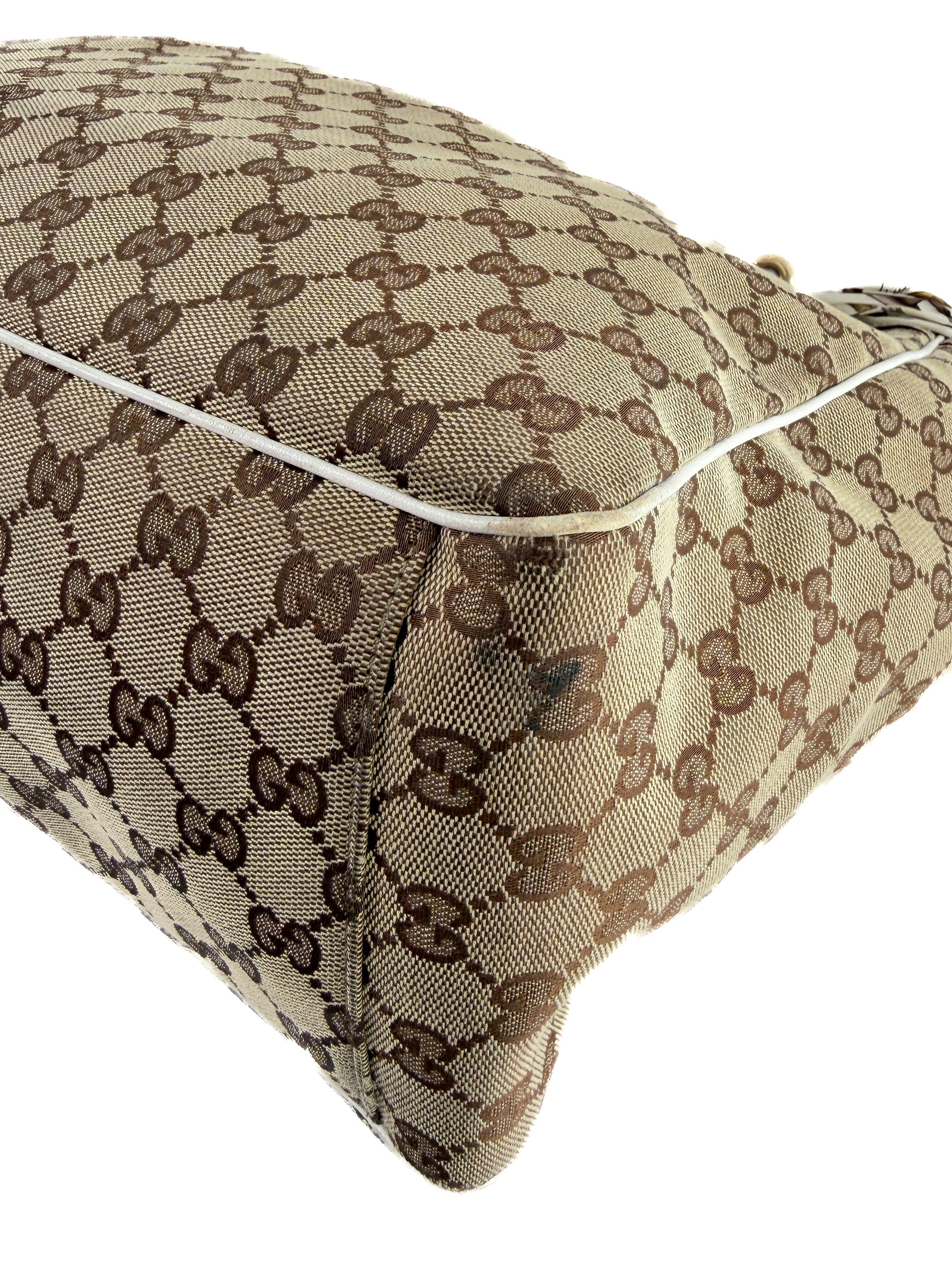 Gucci brown, white Positano scarf tote 153033 467891