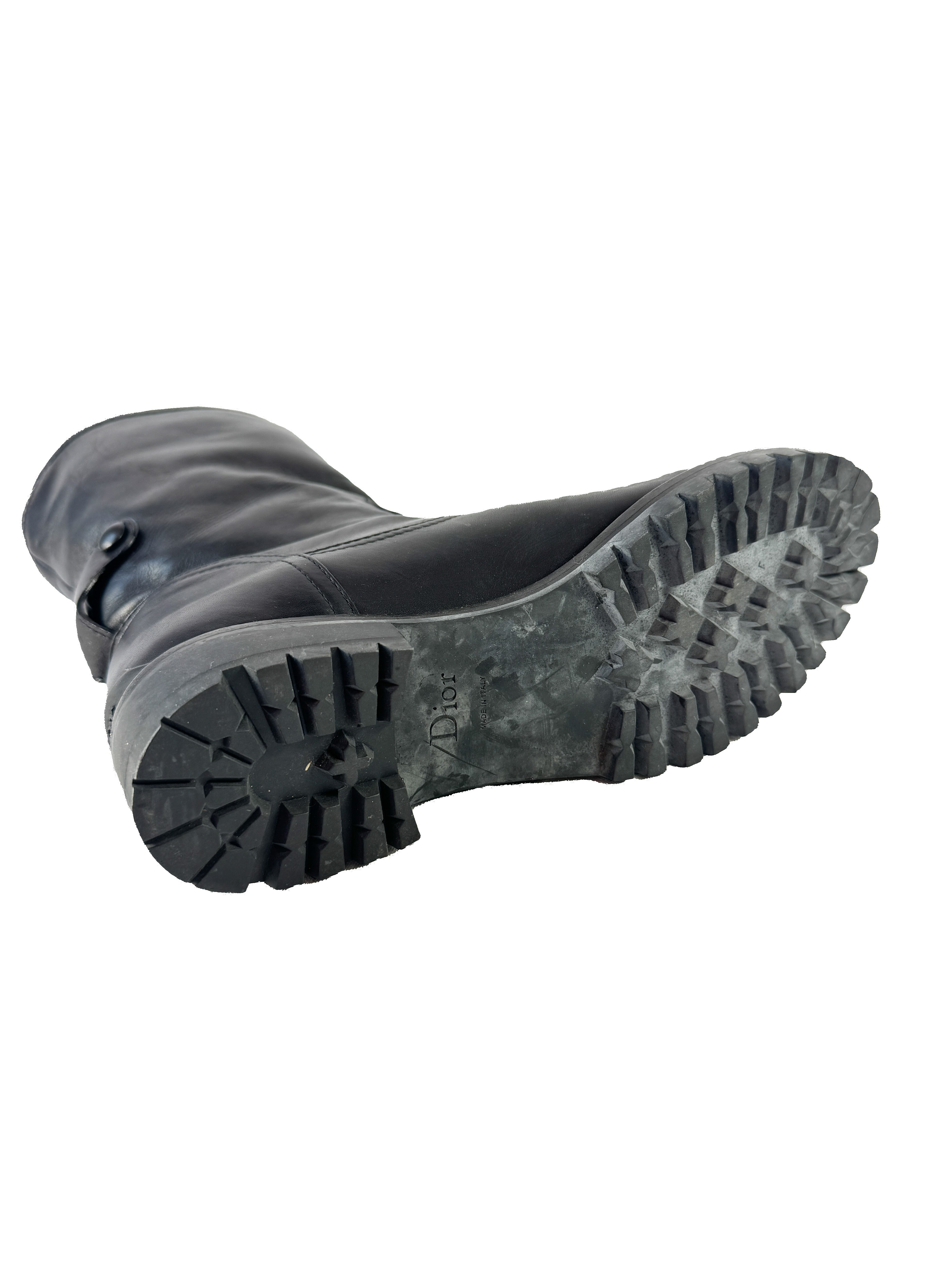 Christian Dior black leather CD boots size 38.5. CL0615