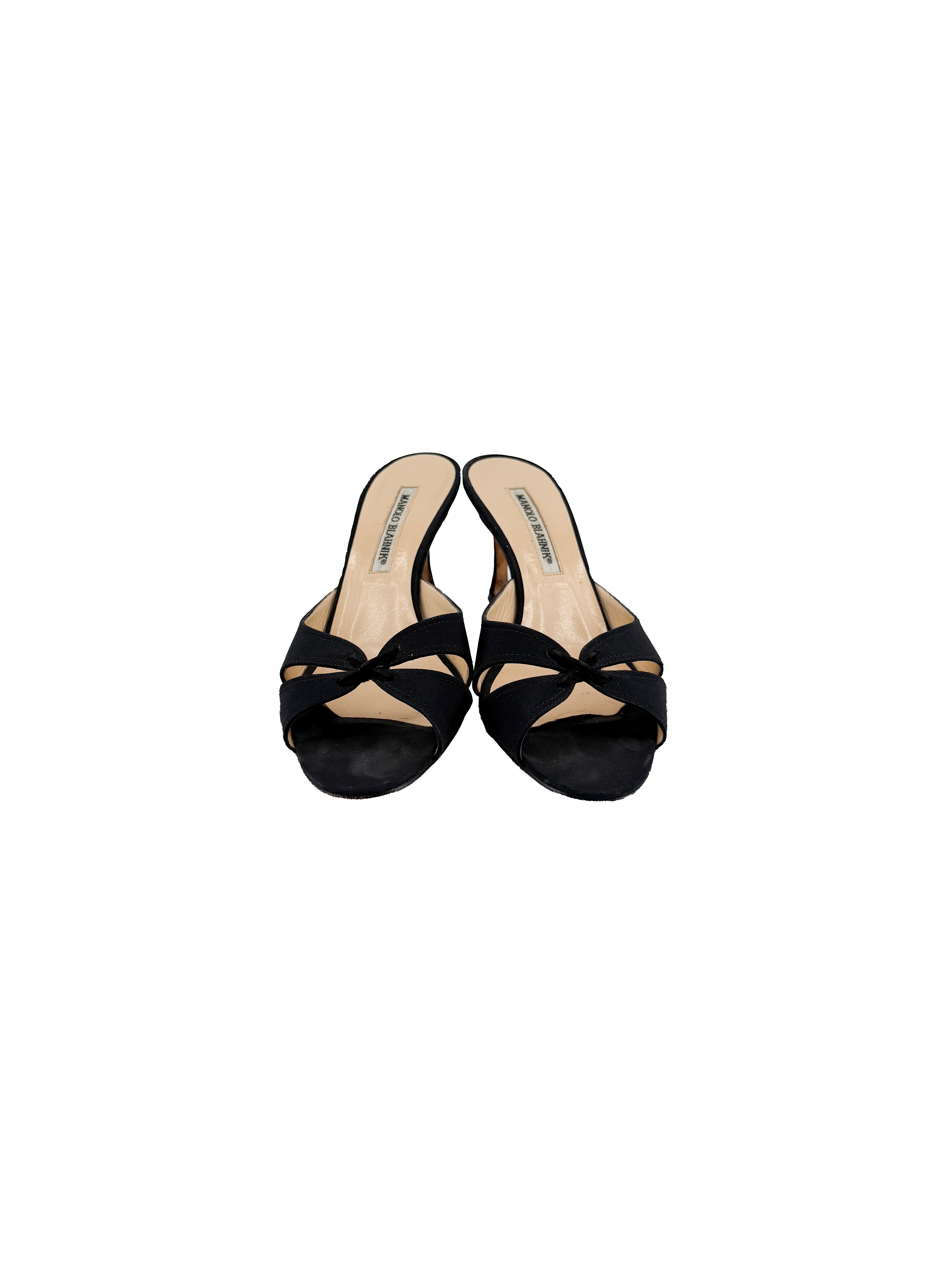 Manolo Blahnik black vintage heeled slides size 38.5