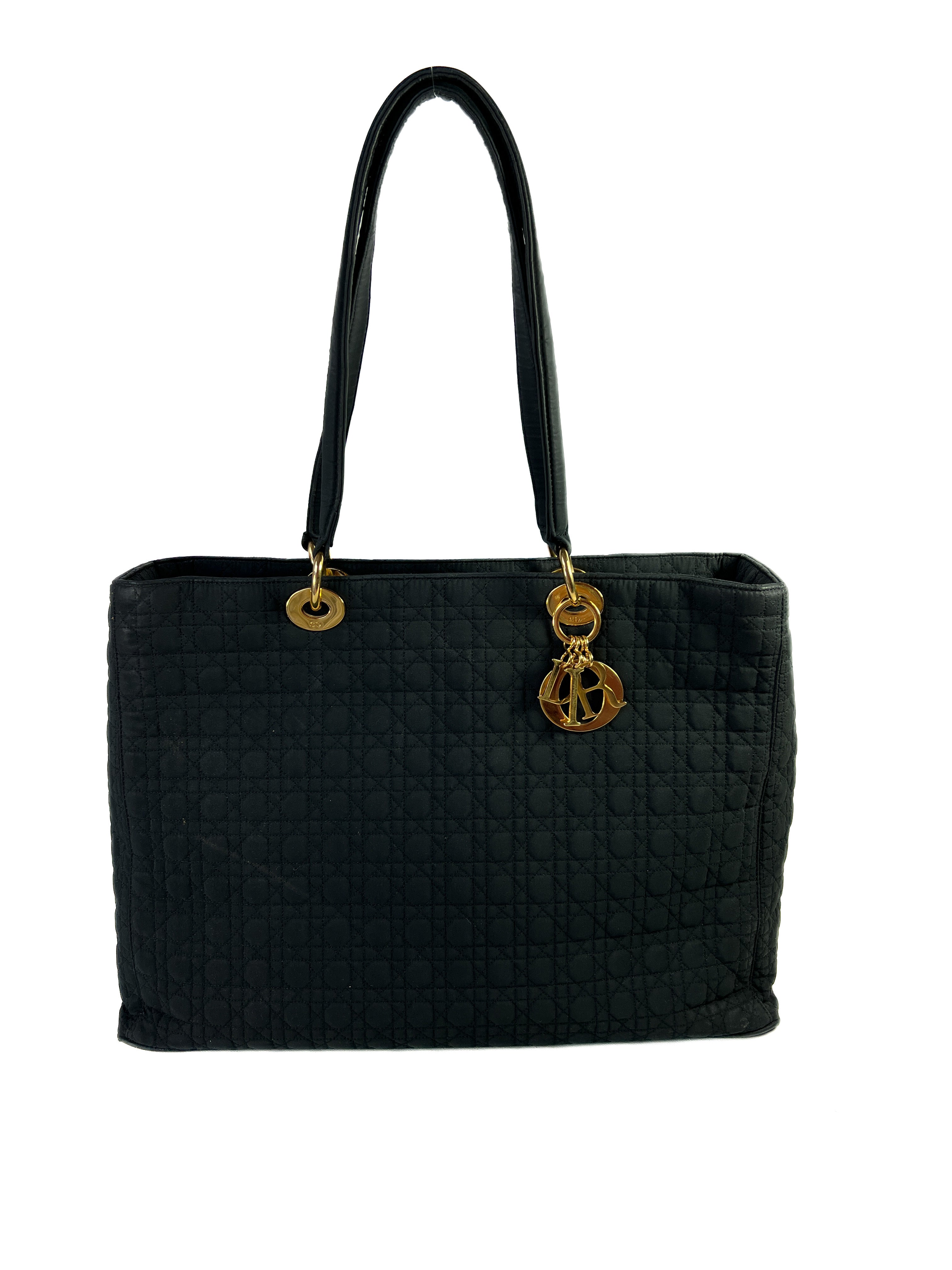 Christian Dior black cloth Lady Dior vintage tote