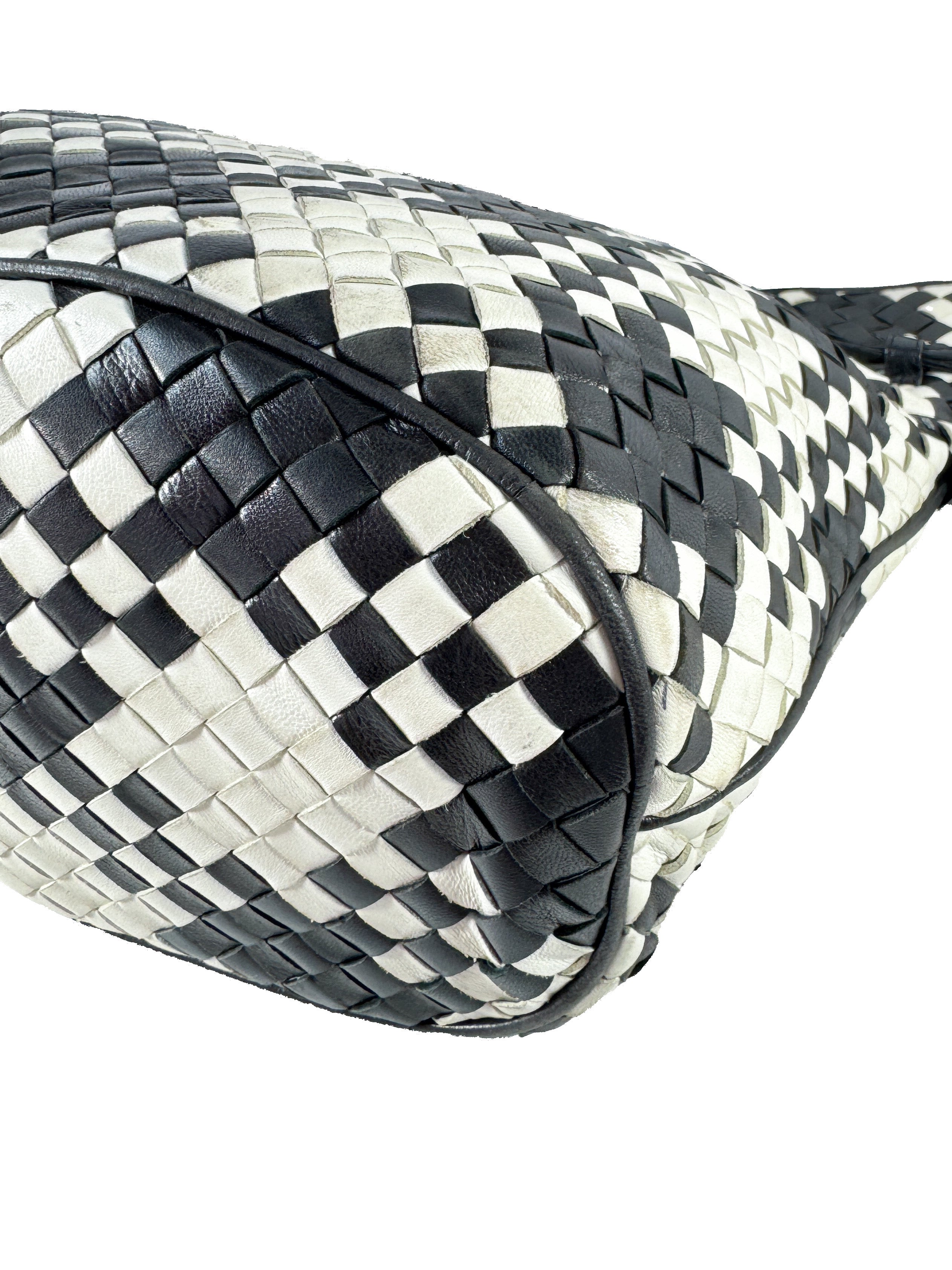 Bottega Veneta Intreciatto black/white drawstring bucket bag 10932062