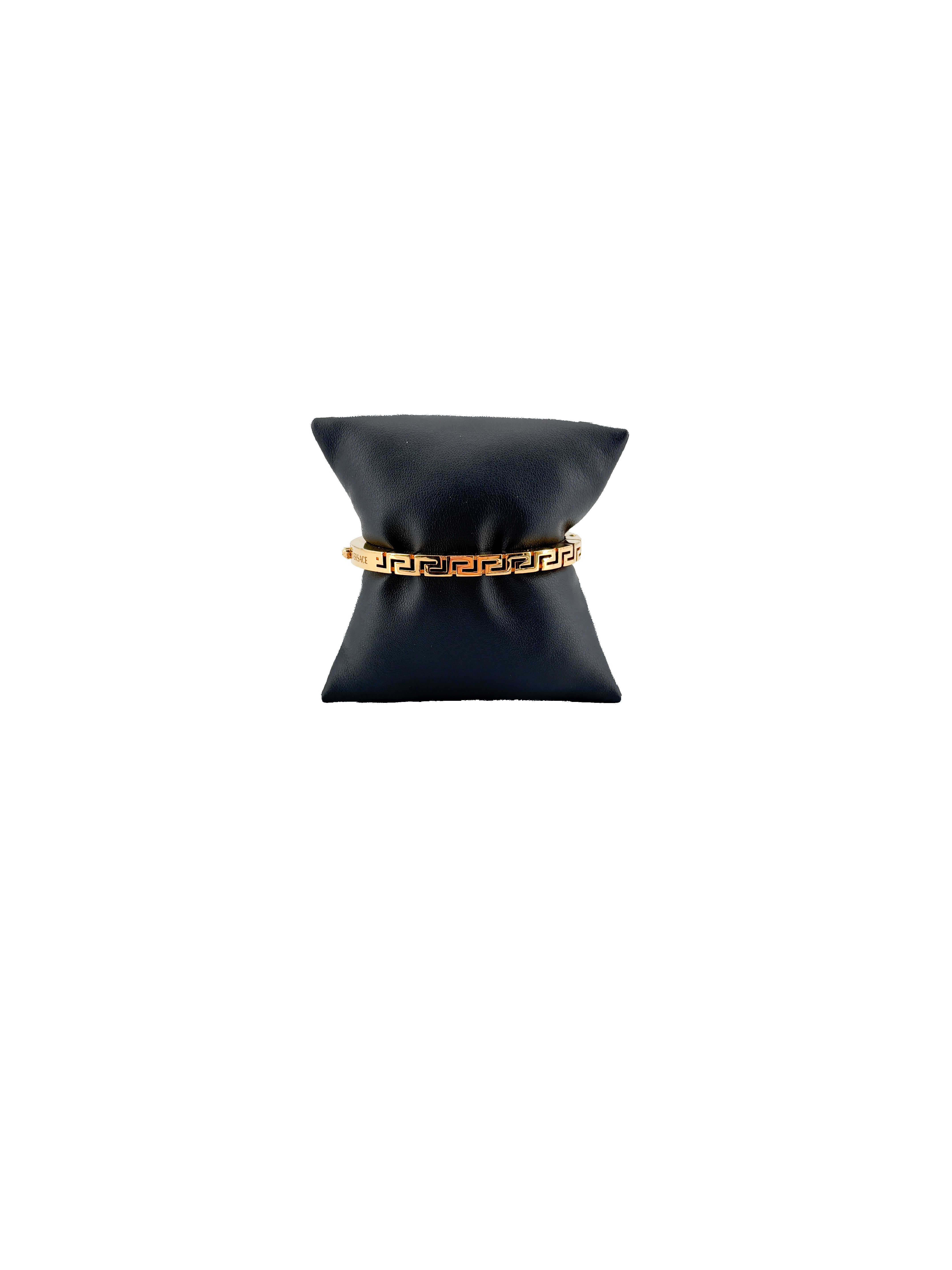 Versace gold tone Greca hinged bangle