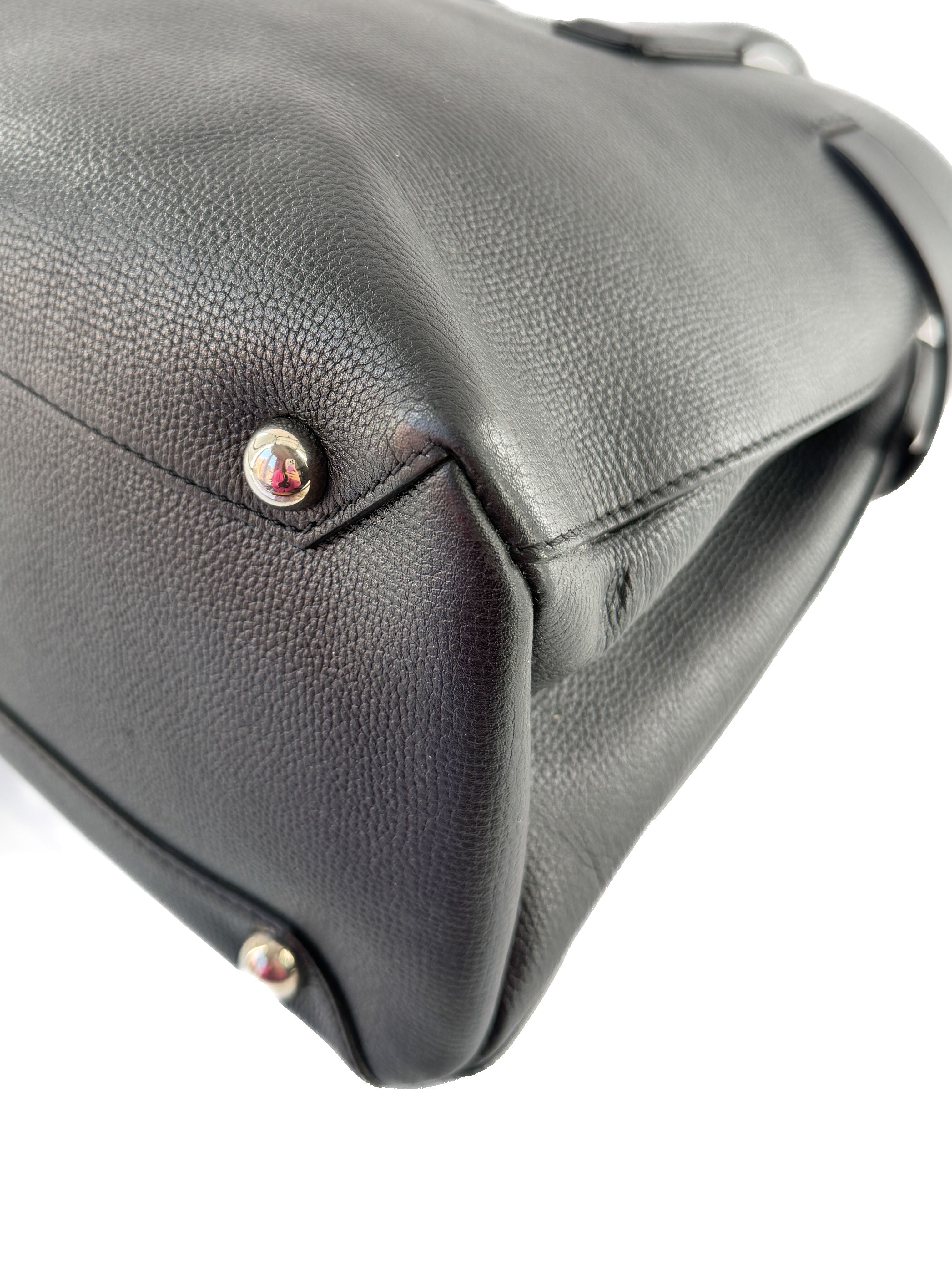 Burberry black house check grainy calfskin Banner bag