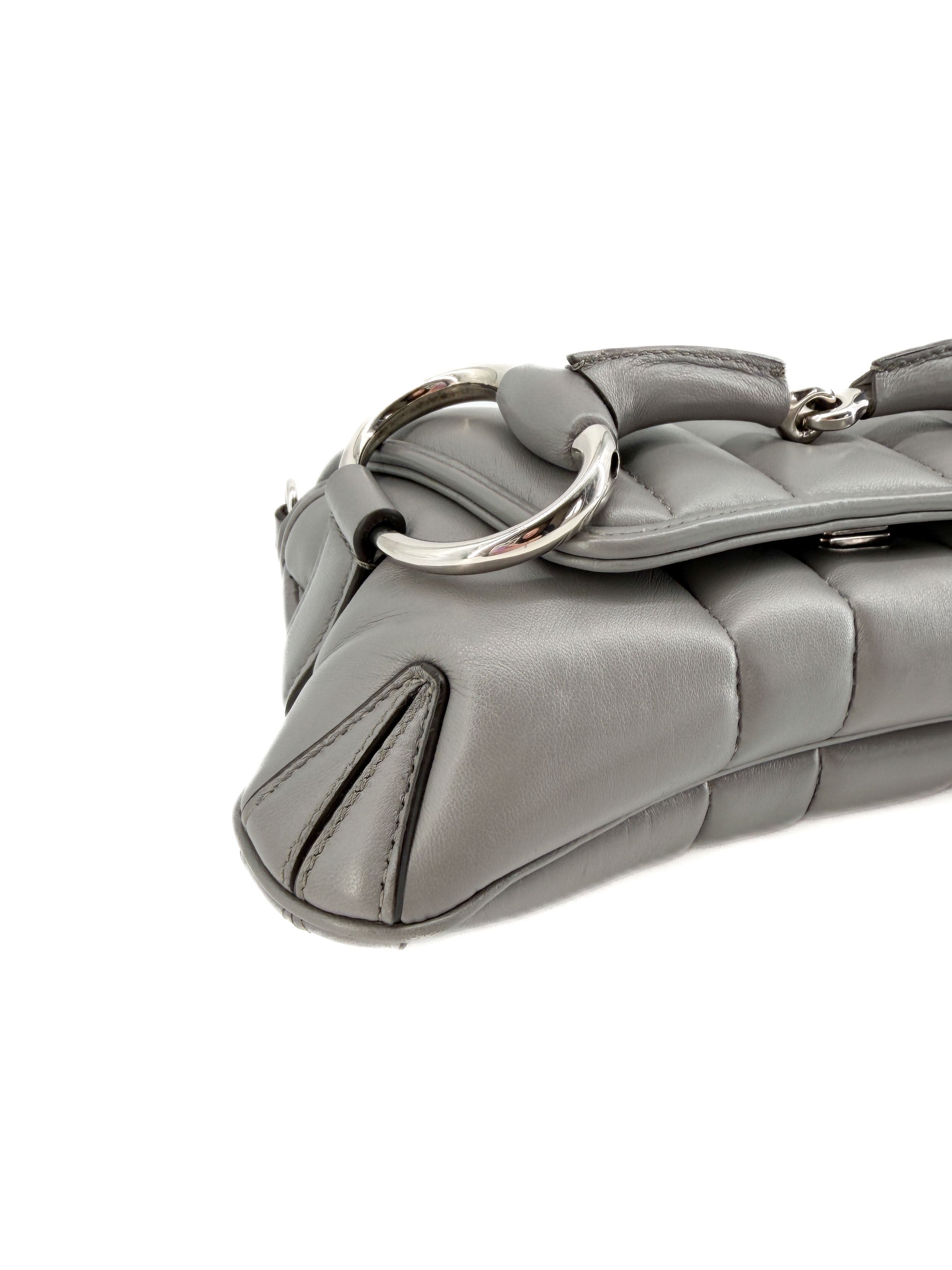 Gucci gray leather small Horsebit chain shoulder bag 764339 520981