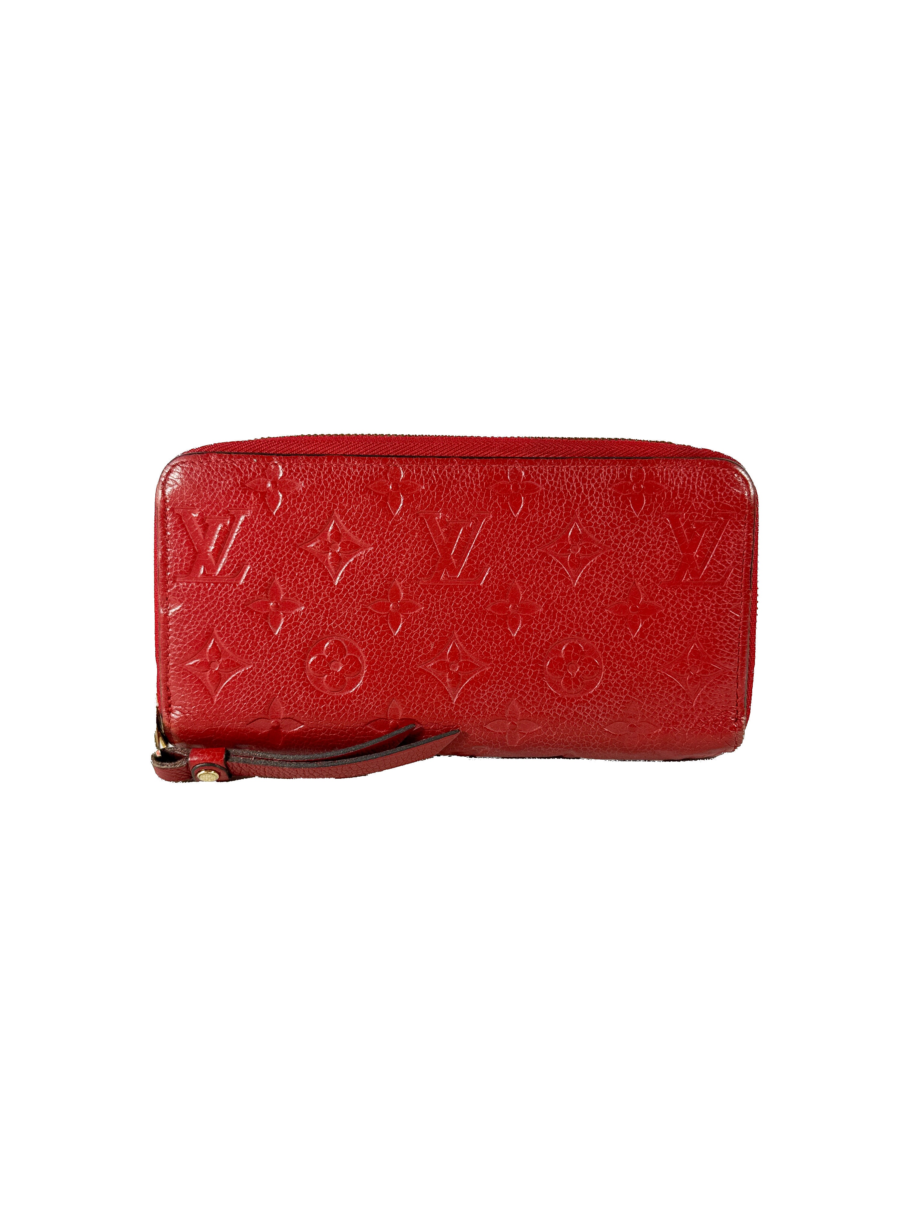Louis Vuitton monogram red empreinte leather zippy wallet SP2117