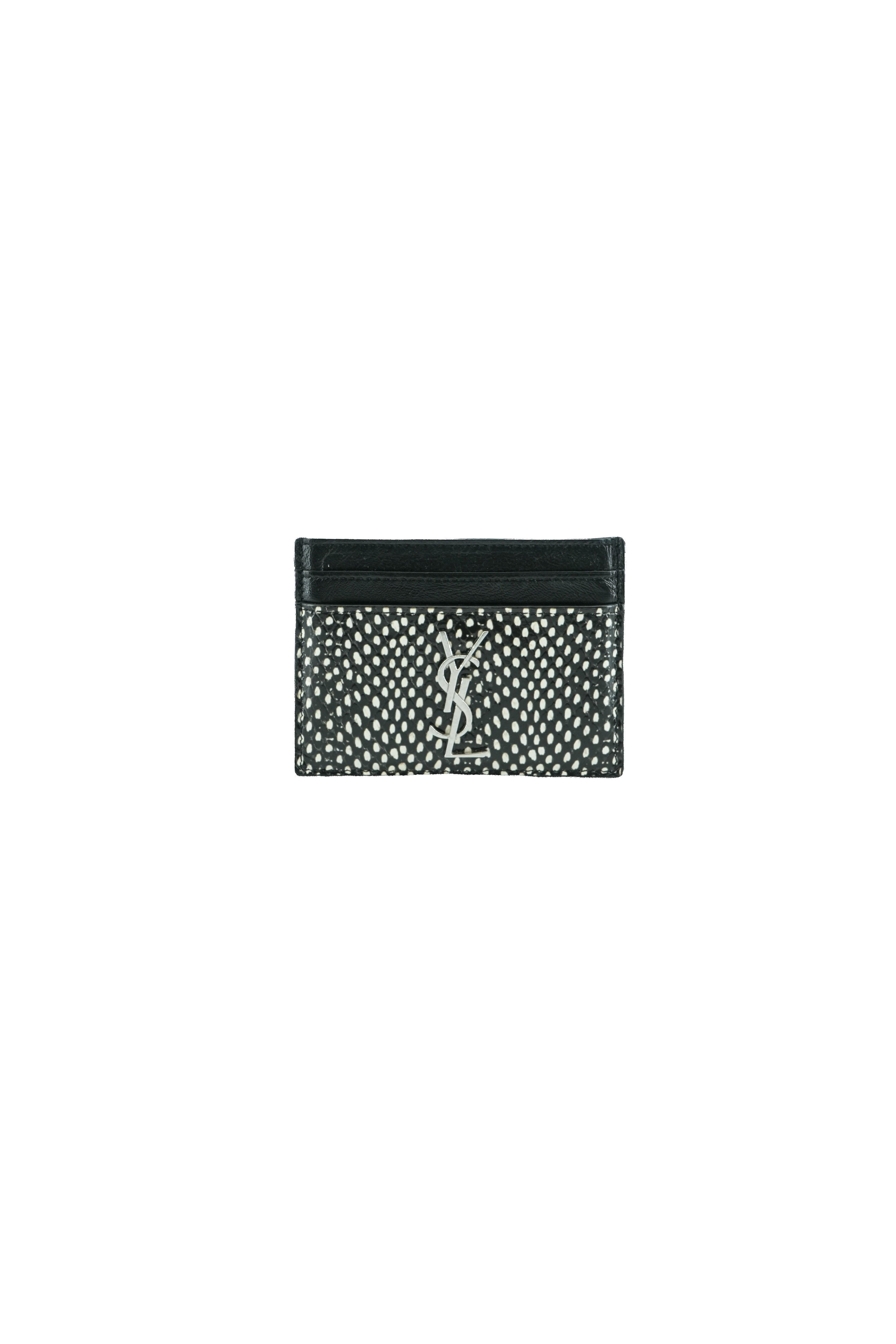 Saint Laurent black white snake embossed Cassandre card holder GUE370778-0123