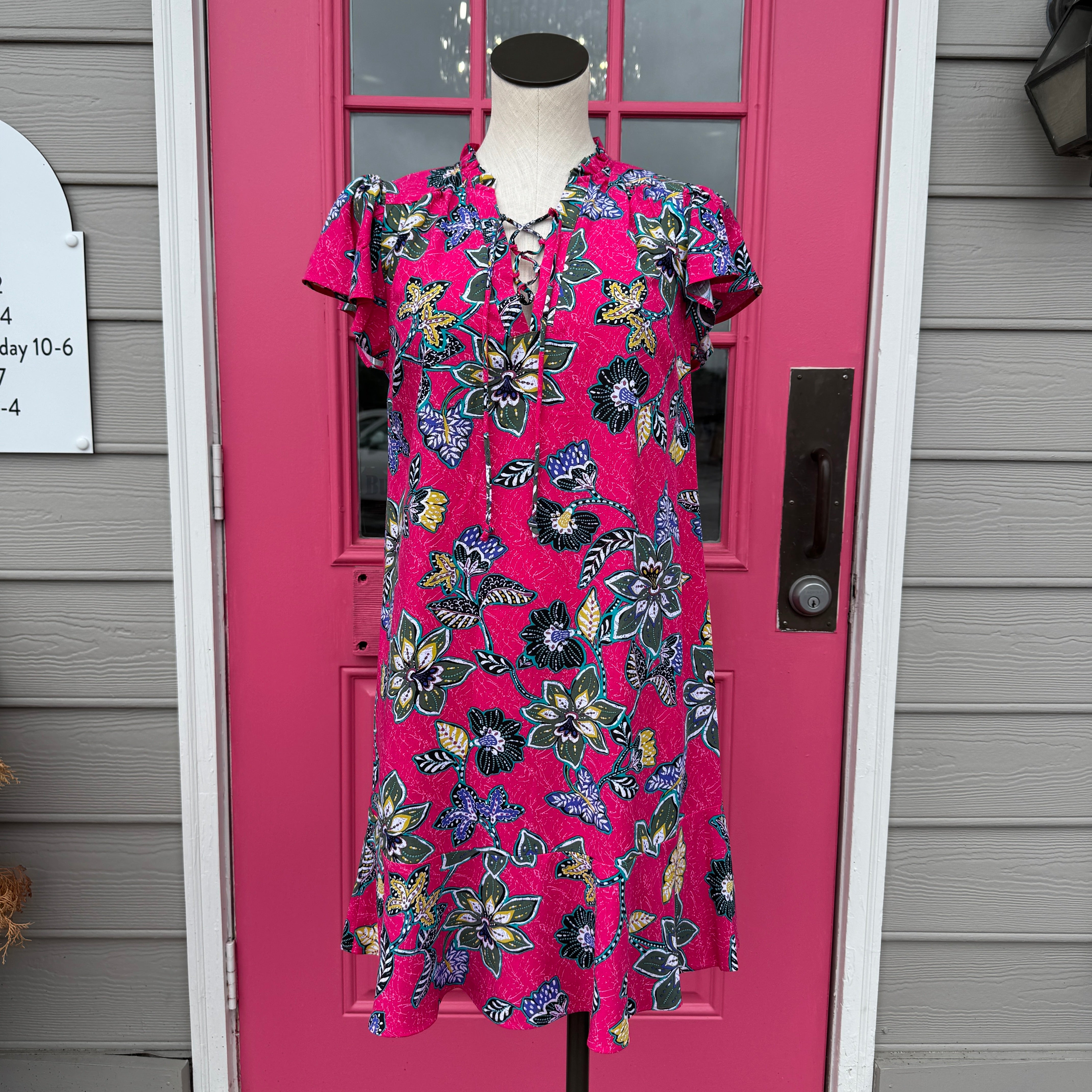 Ann Taylor LOFT pink floral short sleeve dress size XS NWT