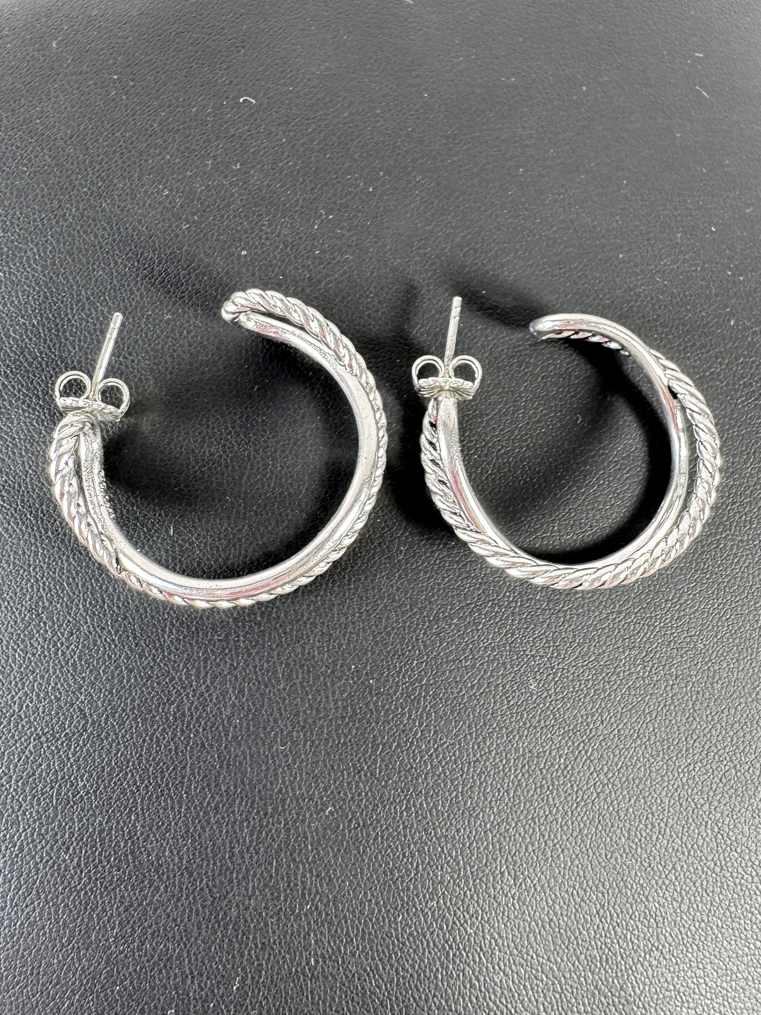 David Yurman sterling silver crossover hoop earrings