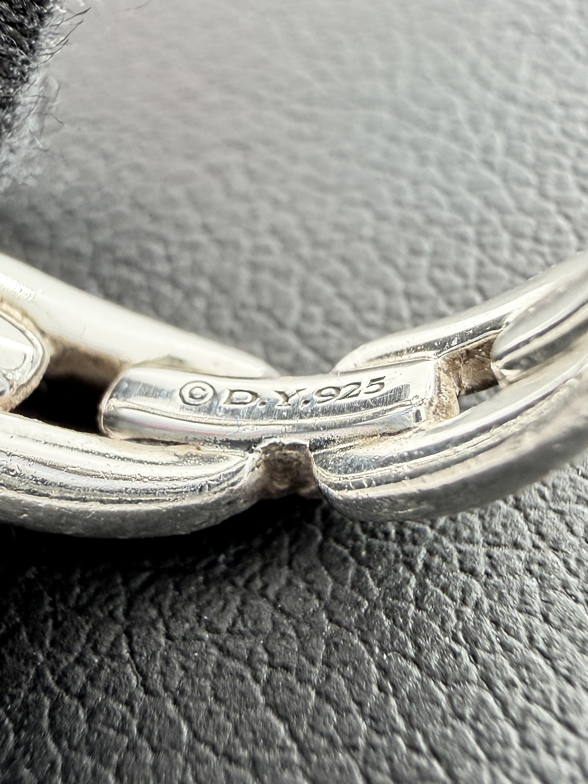 David Yurman sterling silver and diamond link ring