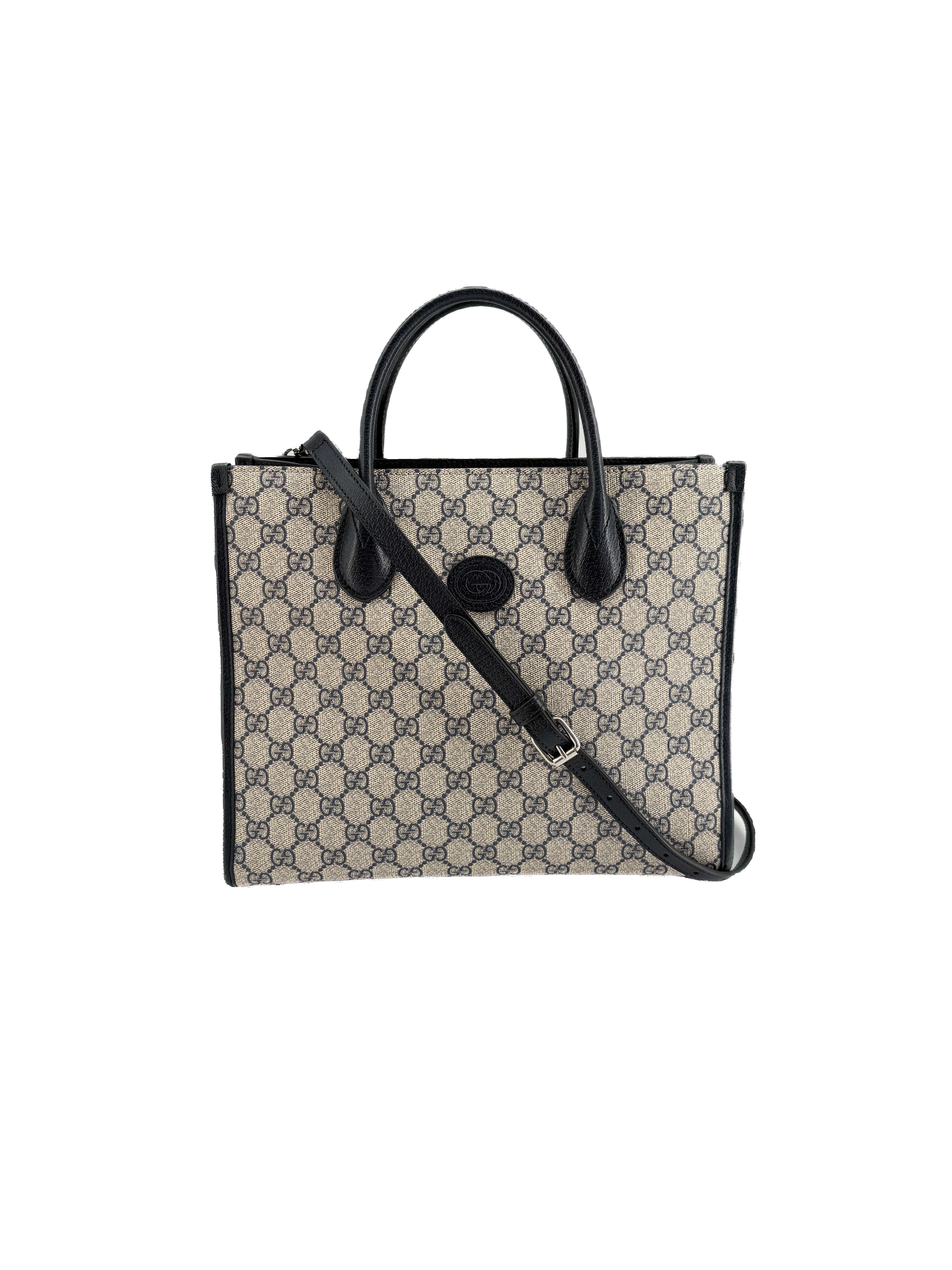 Gucci navy interlocking G small tote 659983 520981
