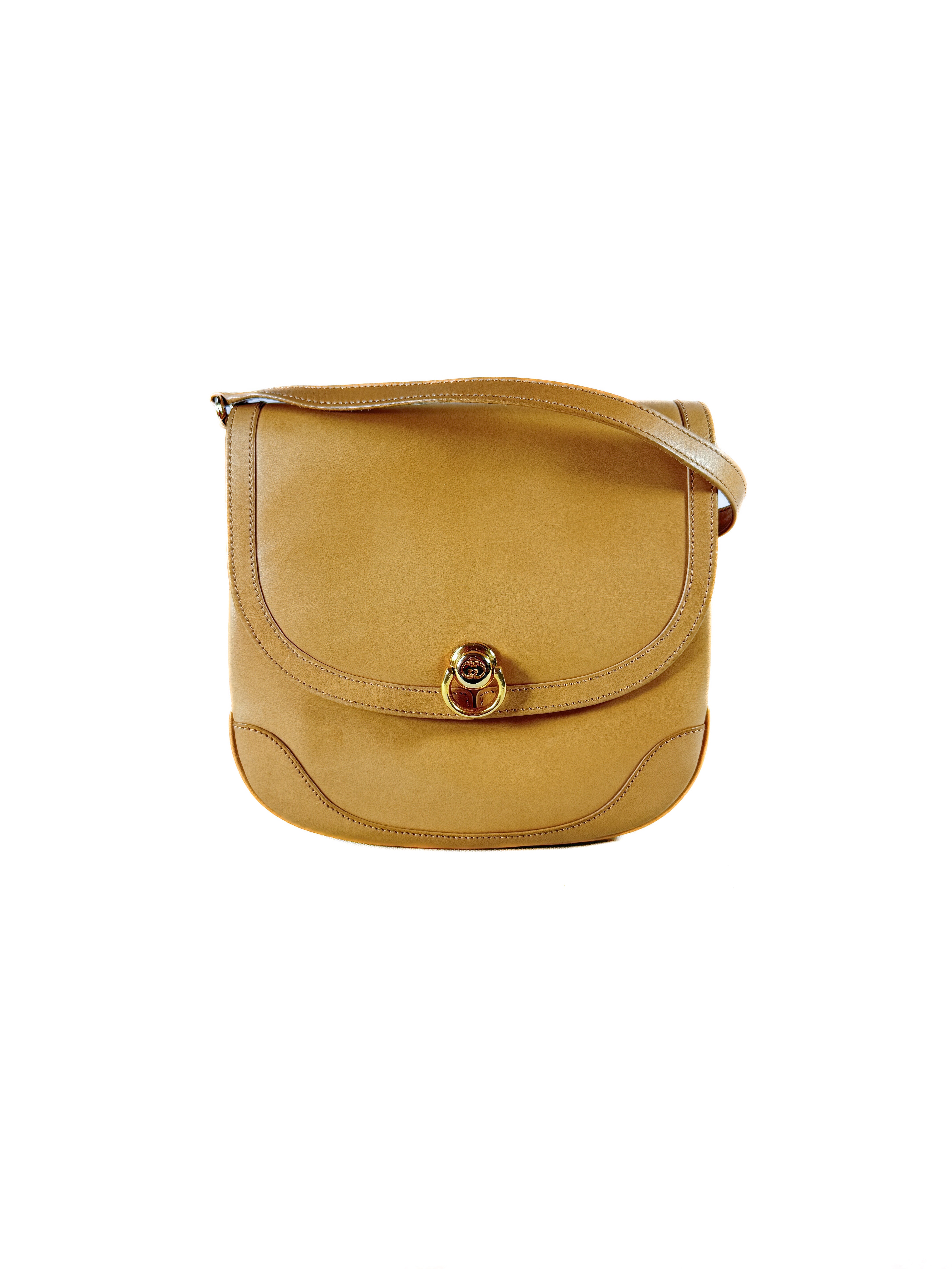 Gucci light tan leather vintage crossbody