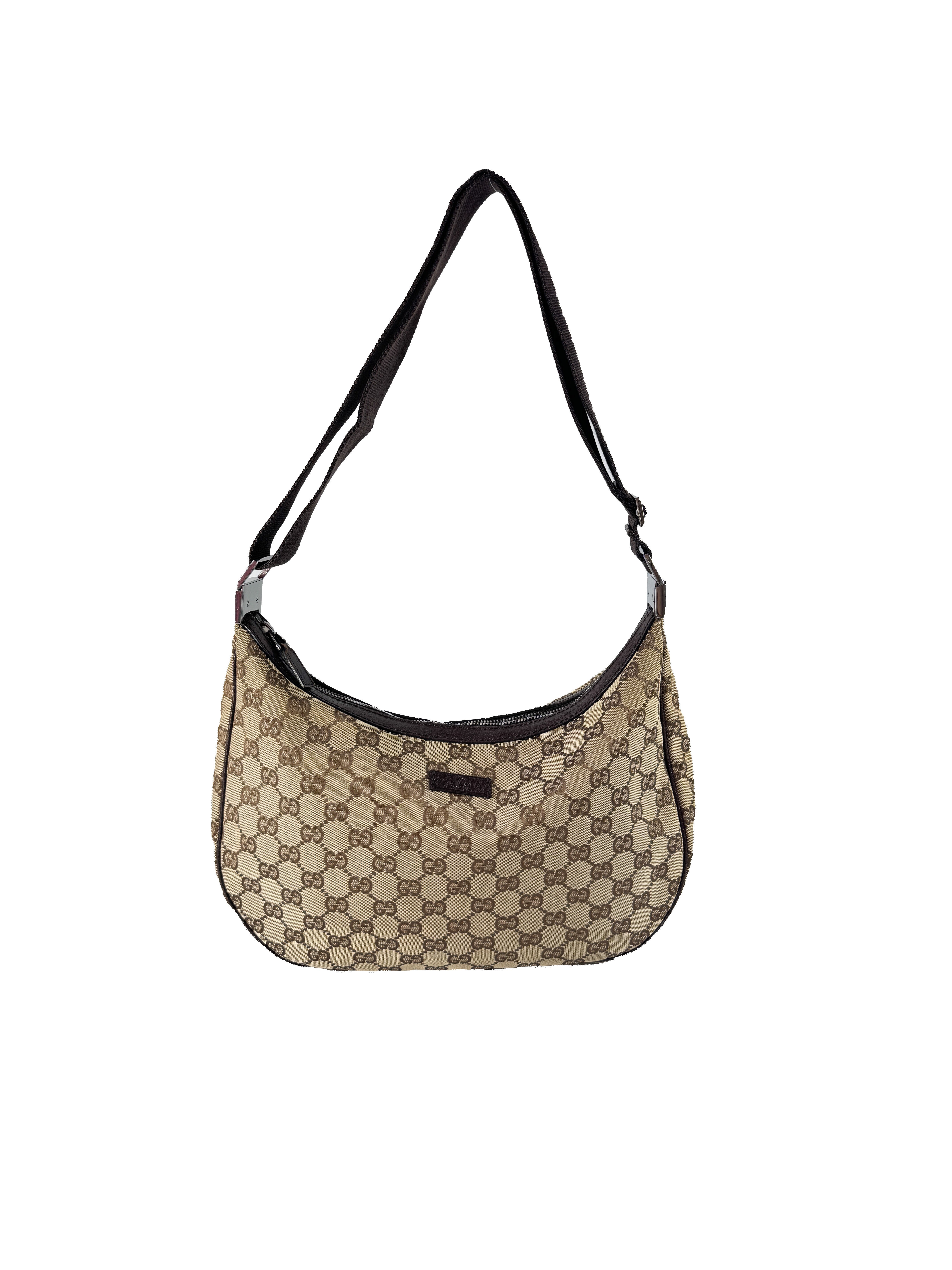 Gucci brown GG half moon canvas bag 122790001998